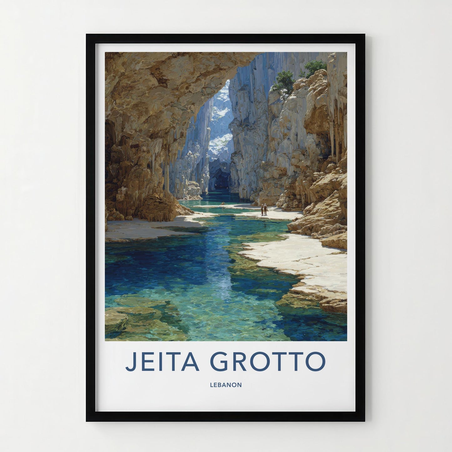 Jeita Grotto Poster - Lebanon Travel Art - Deep Cavern Waters Home Decor