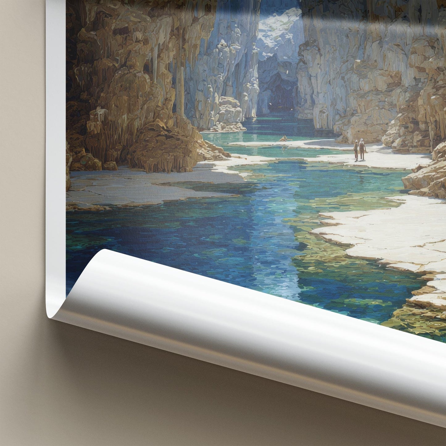 Jeita Grotto Poster - Lebanon Travel Art - Deep Cavern Waters Home Decor