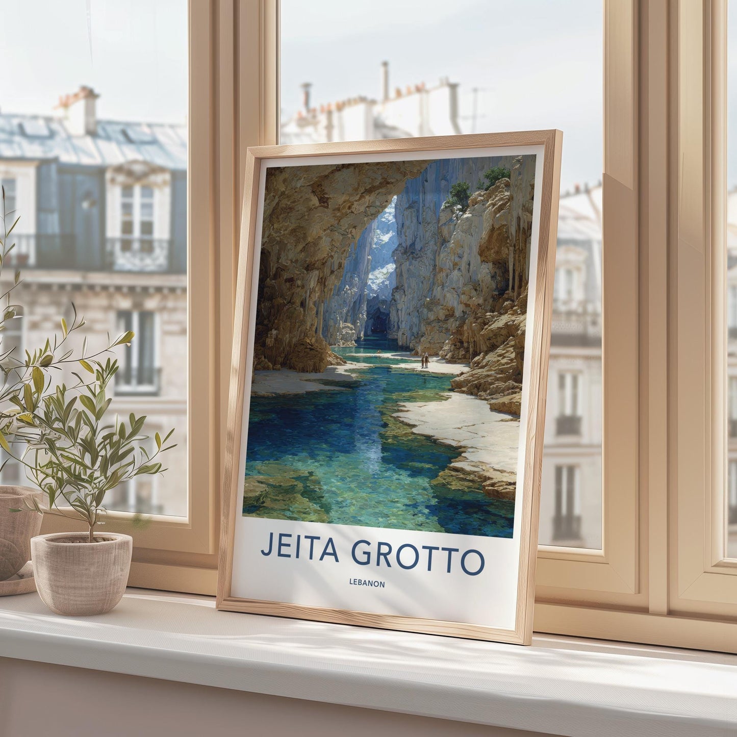 Jeita Grotto Poster - Lebanon Travel Art - Deep Cavern Waters Home Decor