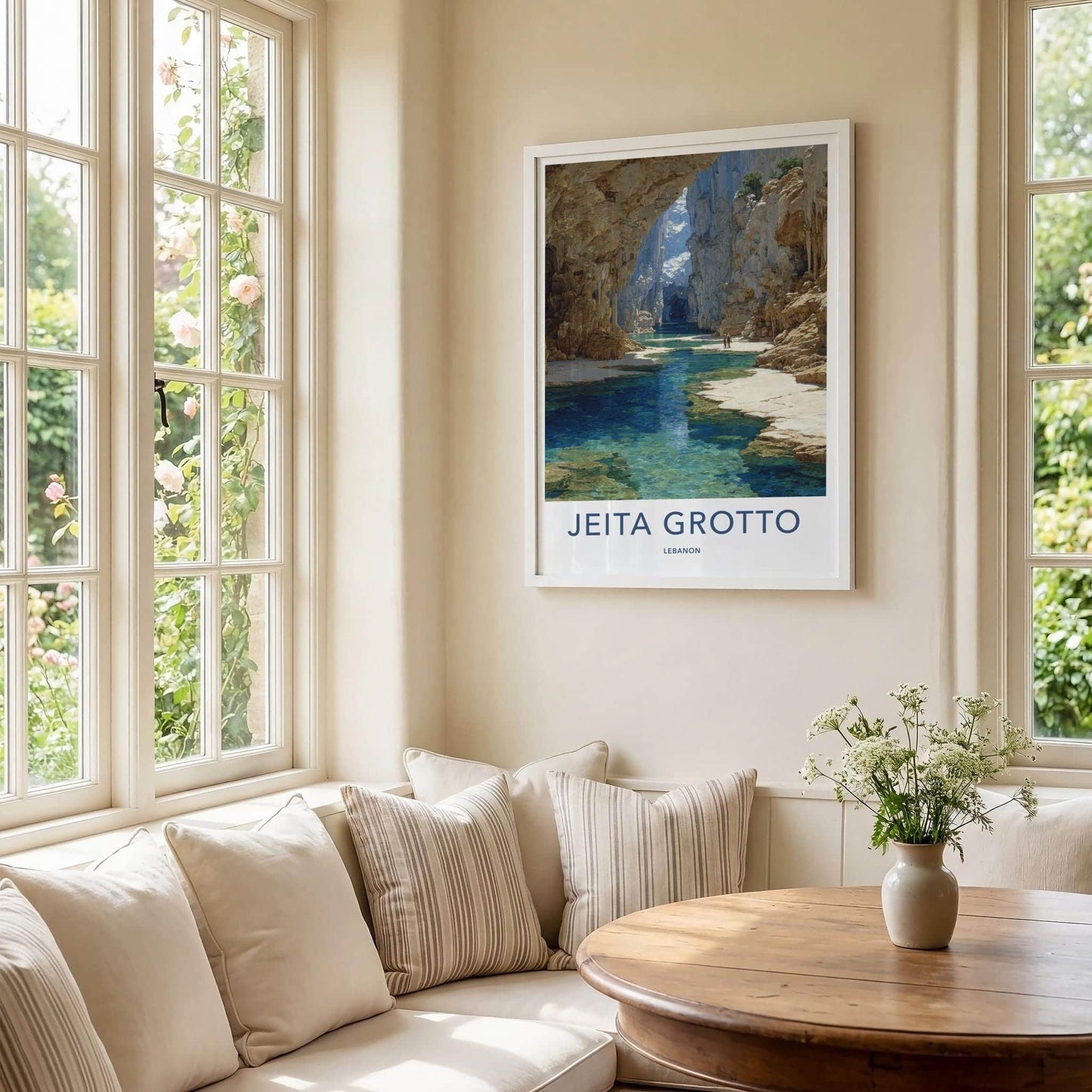 Jeita Grotto Poster - Lebanon Travel Art - Deep Cavern Waters Home Decor