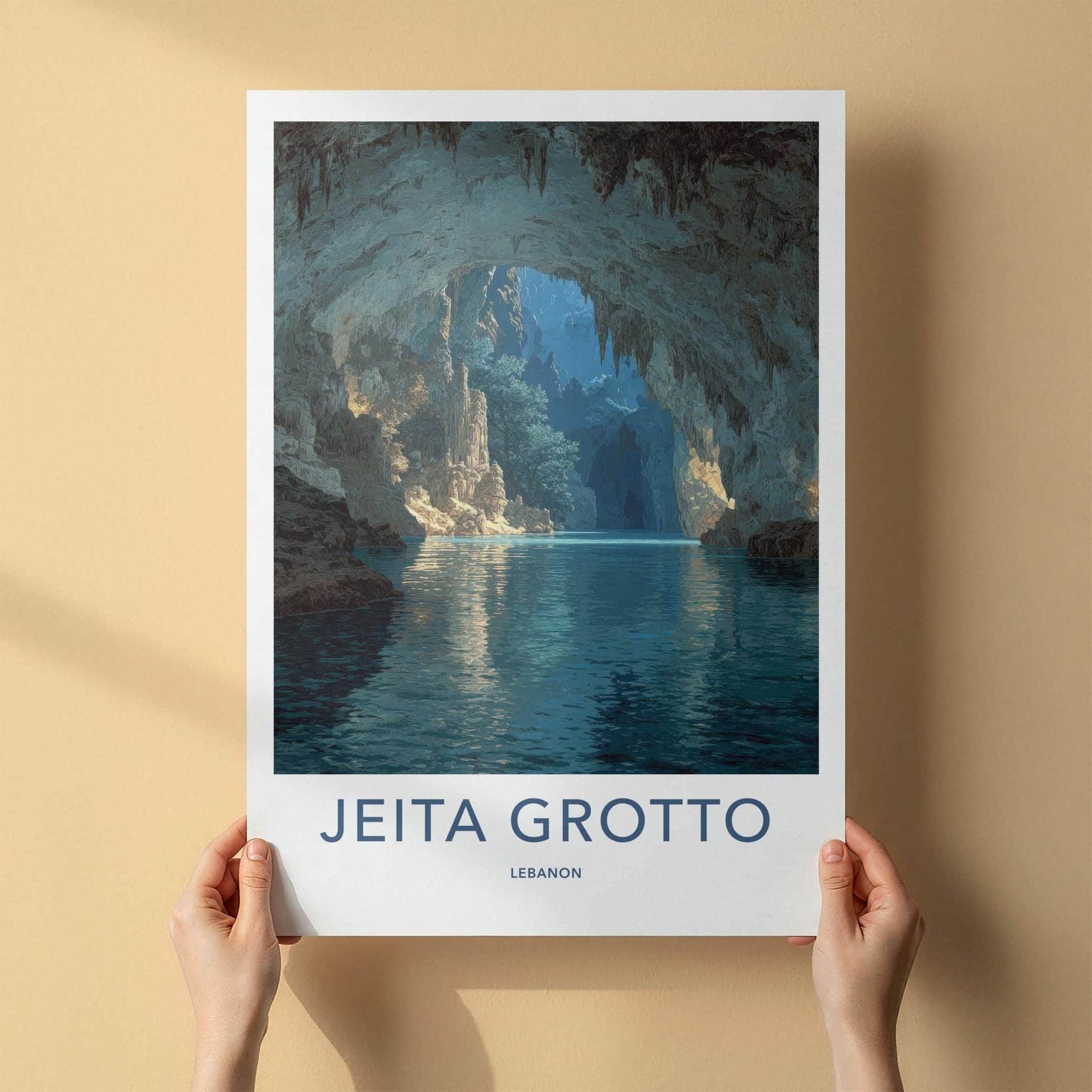Jeita Grotto Poster - Lebanon Travel Art - Grotto Water Passage Home Decor