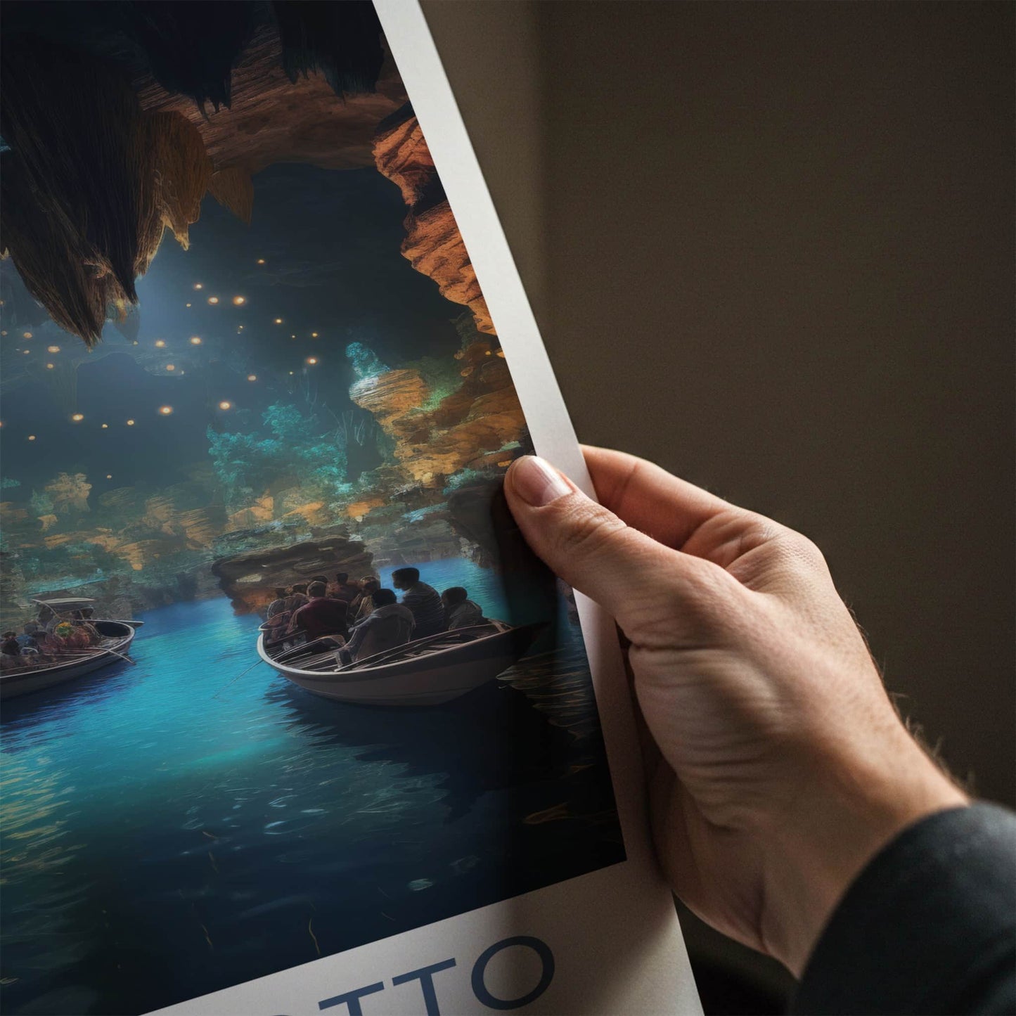 Jeita Grotto Poster - Lebanon Travel Art - Illuminated Cave Tour Home Decor