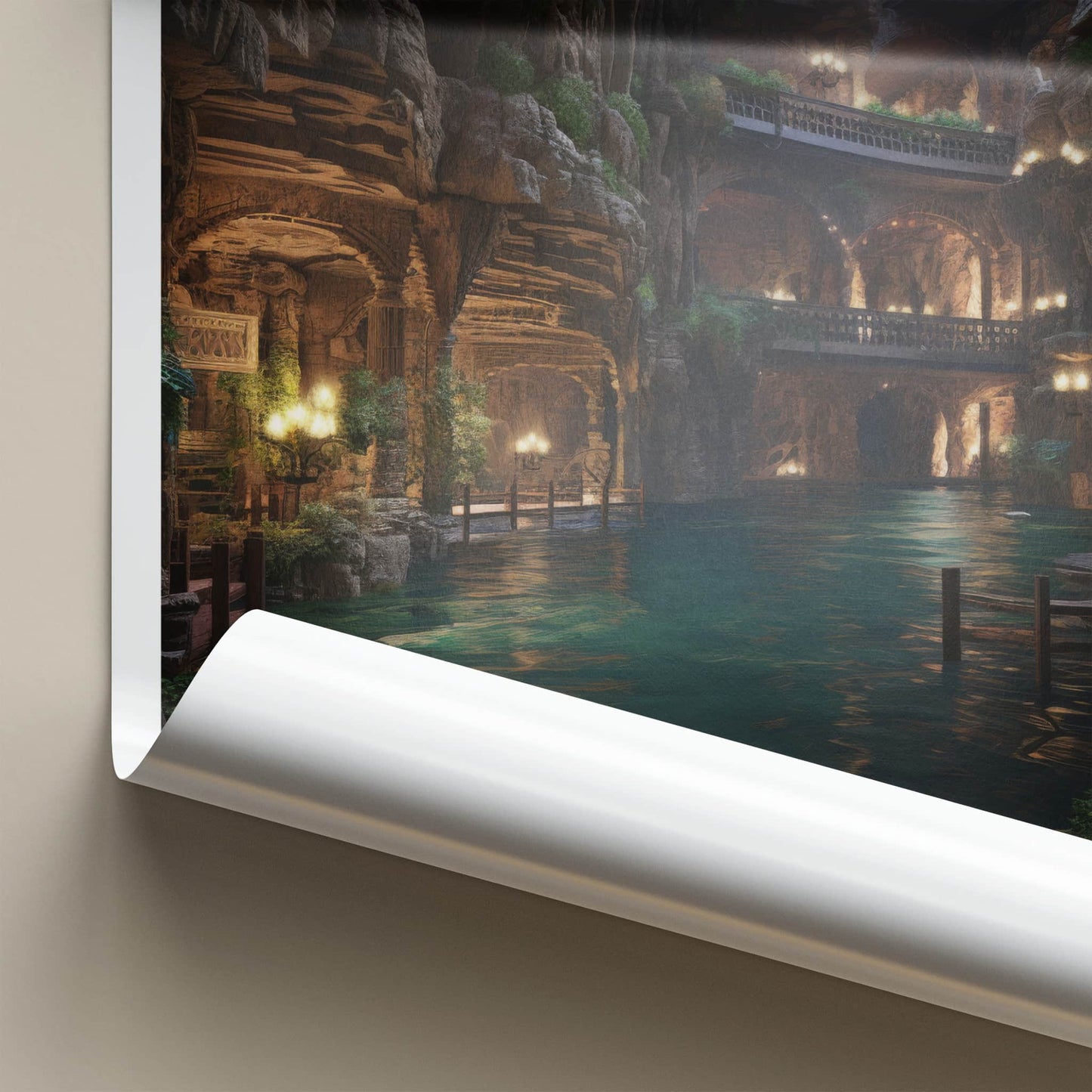 Jeita Grotto Poster - Lebanon Travel Art - Lit Cave Waterway Home Decor