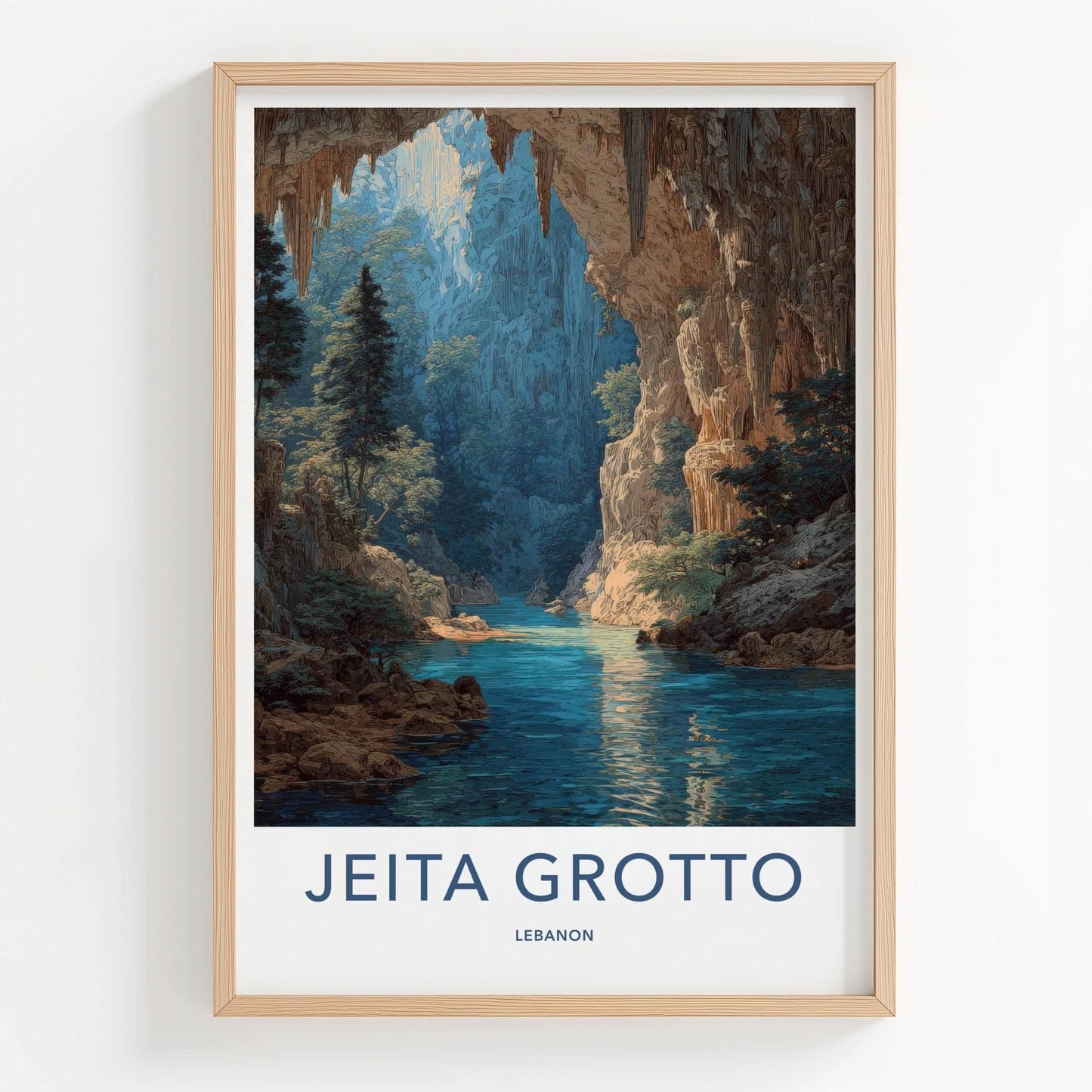 Jeita Grotto Poster - Lebanon Travel Art - Subterranean River Cave Home Decor