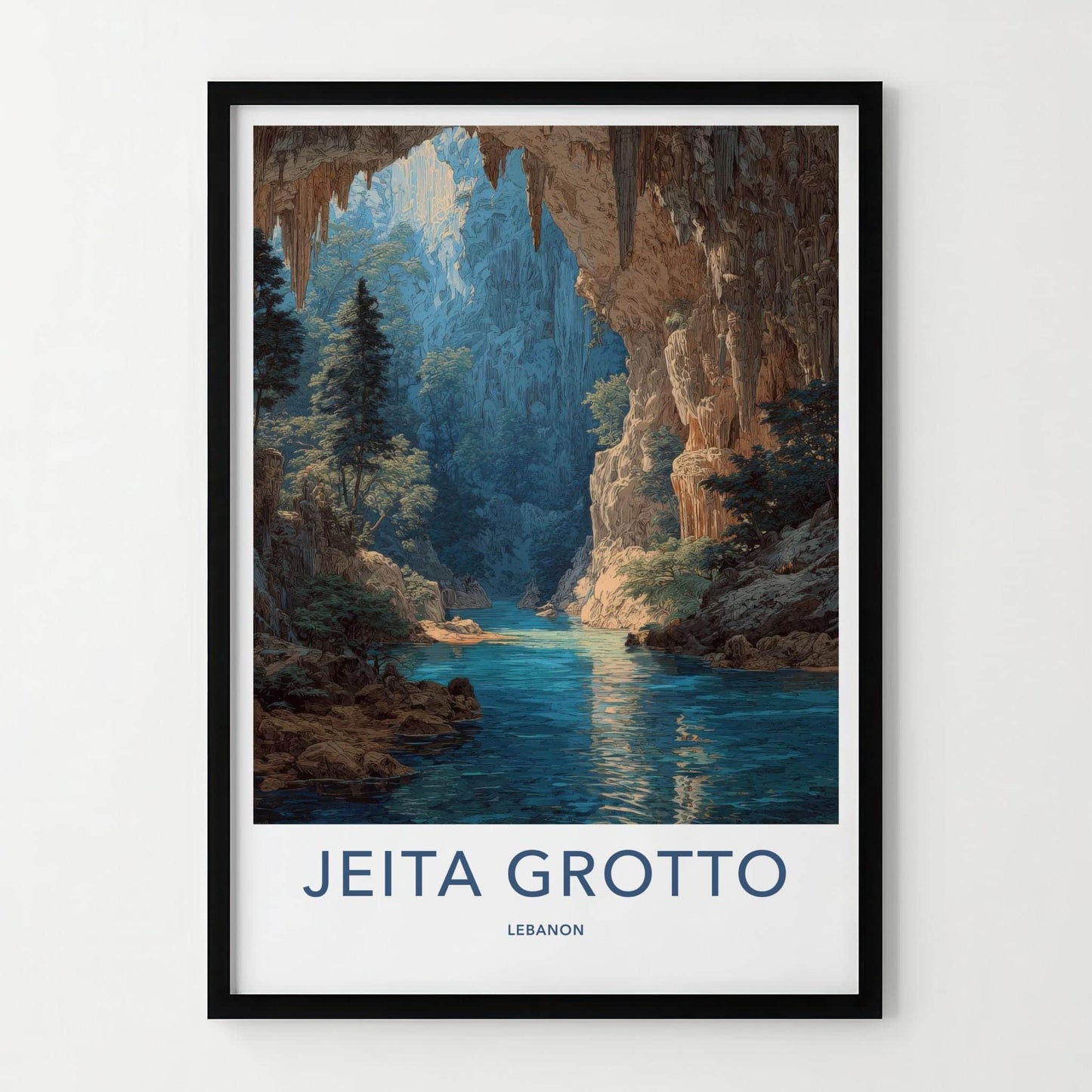 Jeita Grotto Poster - Lebanon Travel Art - Subterranean River Cave Home Decor