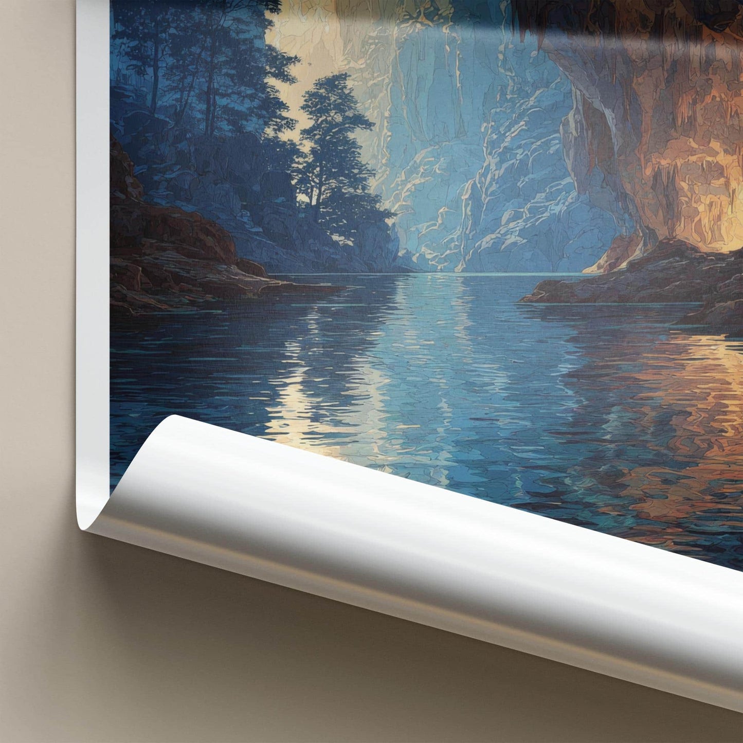 Jeita Grotto Poster - Lebanon Travel Art - Sunlit Cave Waters Home Decor