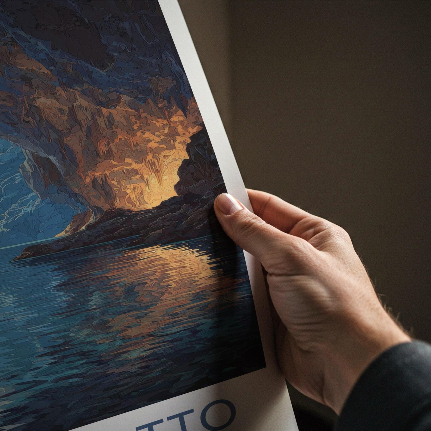 Jeita Grotto Poster - Lebanon Travel Art - Sunlit Cave Waters Home Decor