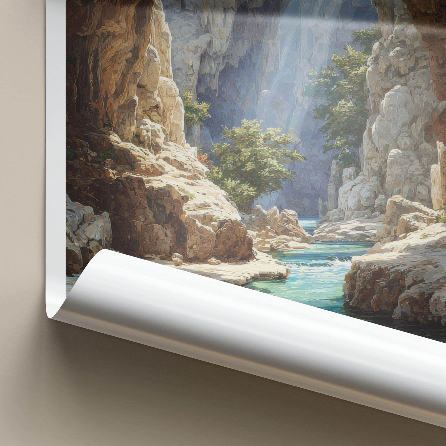 Jeita Grotto Poster - Lebanon Wall Art - Sunlit Cavern Stream Home Decor