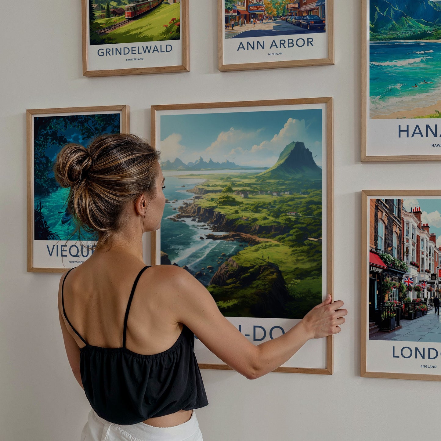 Jeju-Do Poster - South Korea Travel Art - Lush Coastal Mountain Home Decor
