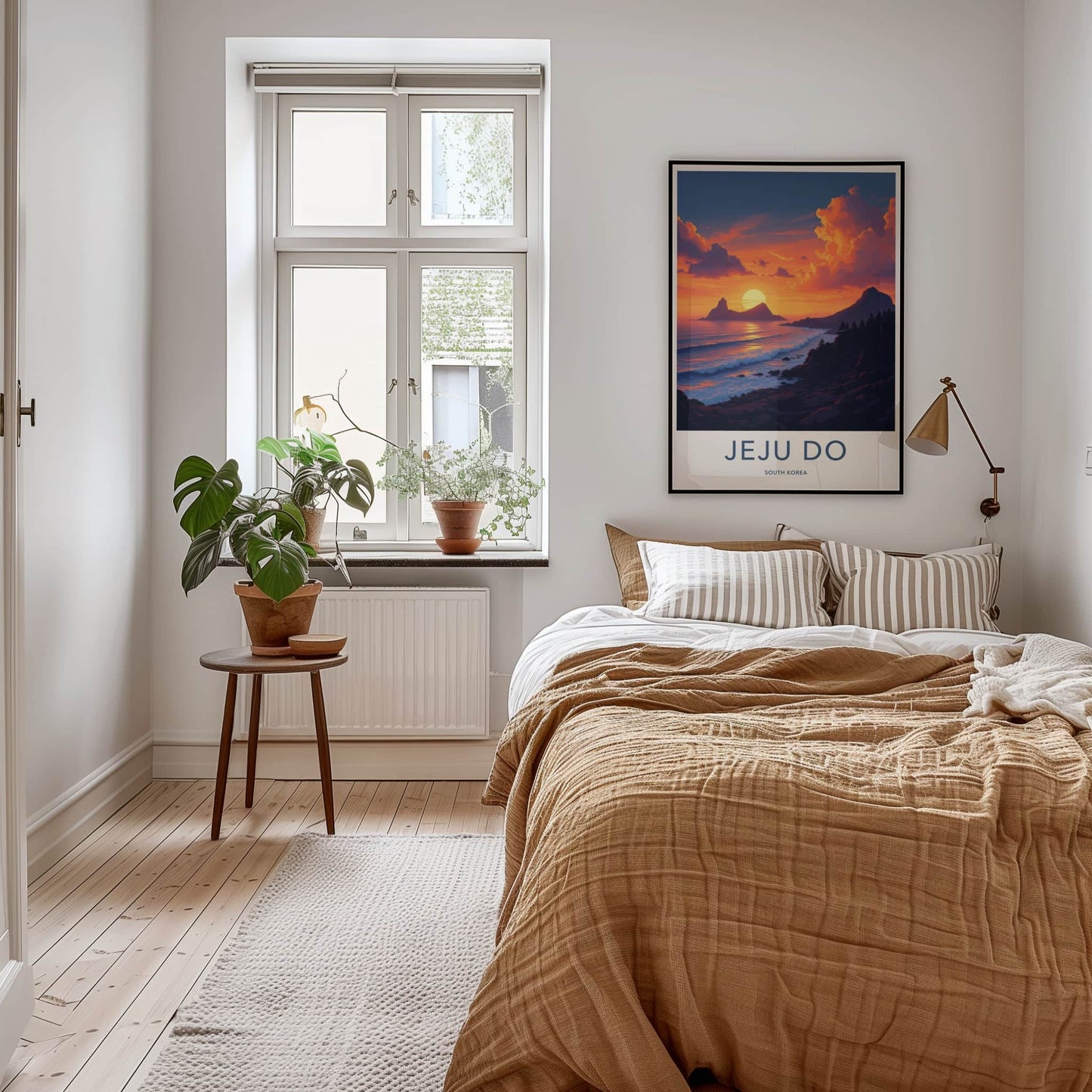 Jeju Do Poster - South Korea Travel Art - Vibrant Ocean Sunset Home Decor