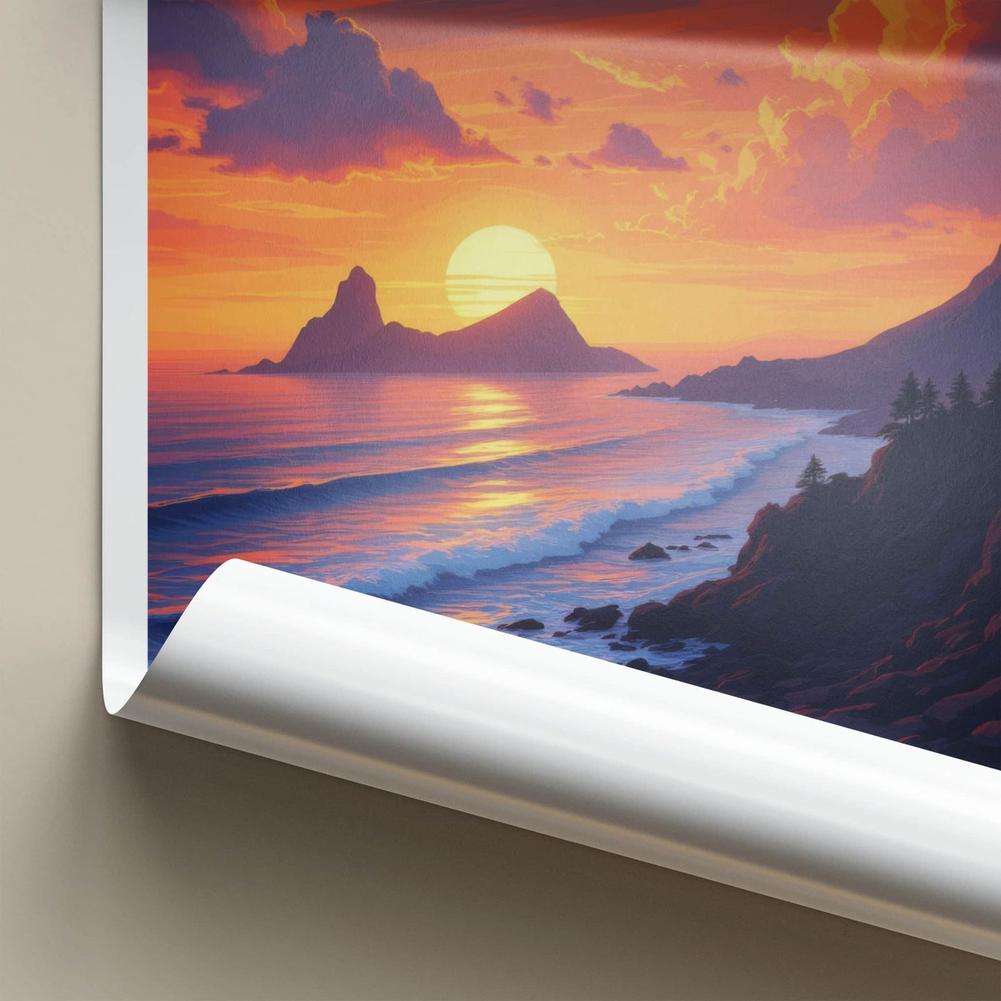 Jeju Do Poster - South Korea Travel Art - Vibrant Ocean Sunset Home Decor