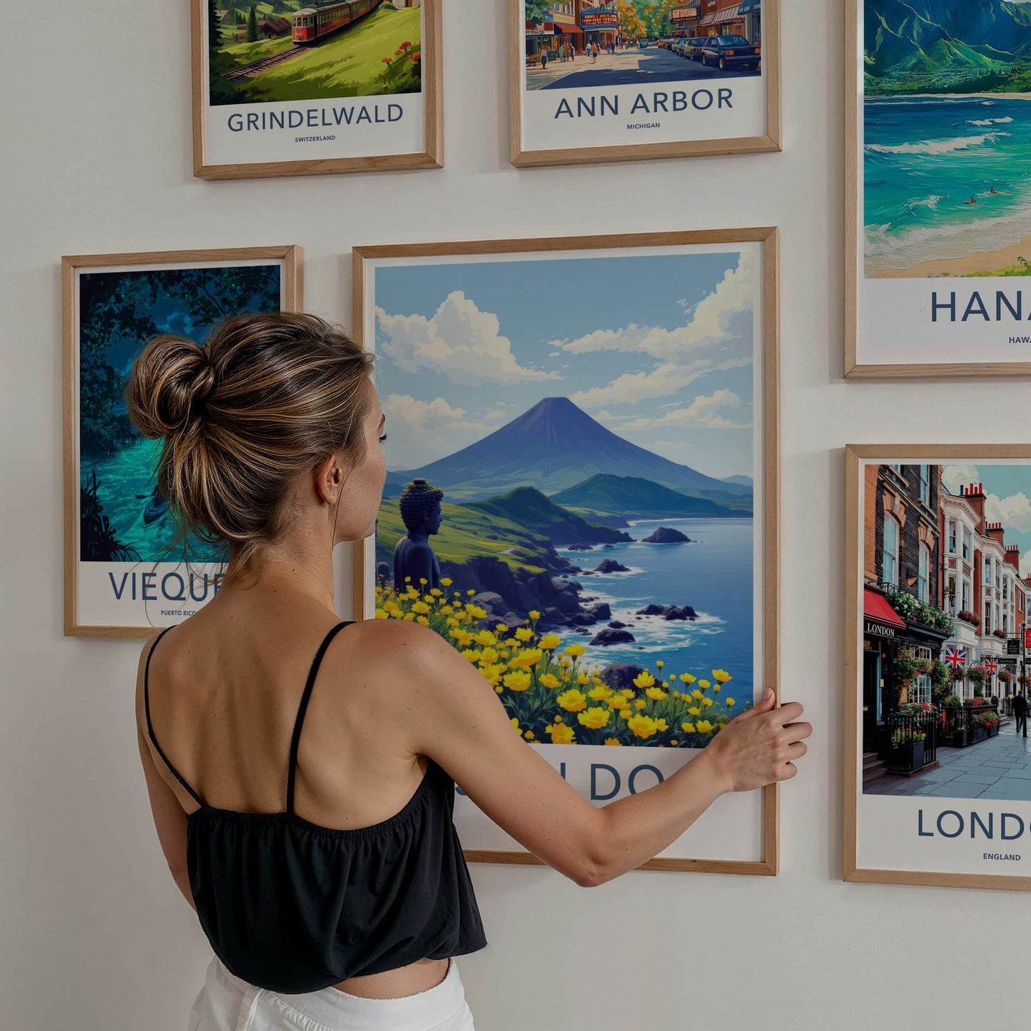 Jeju Do Poster - South Korea Travel Print - Volcano Coast Buddha Wall Decor