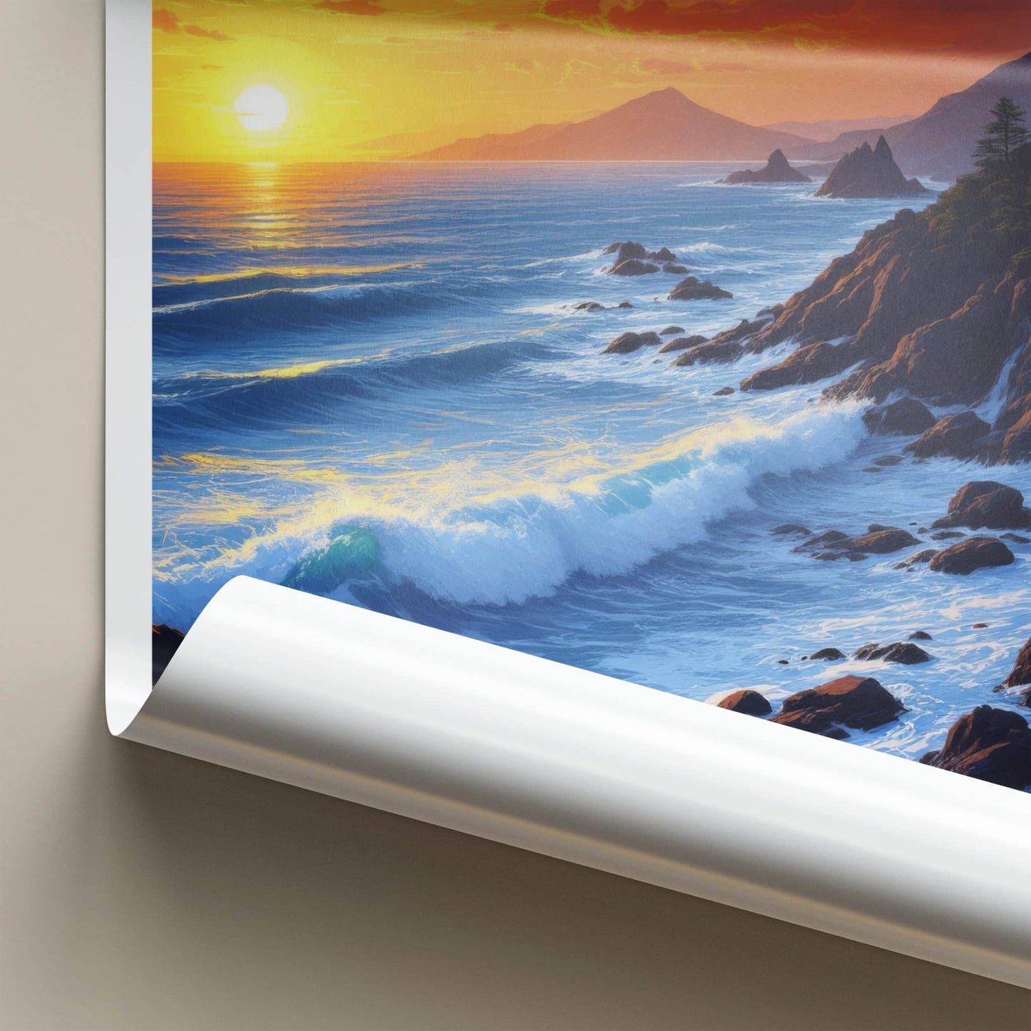 Jeju Island Poster - South Korea Travel Art - Vibrant Ocean Sunset Home Decor