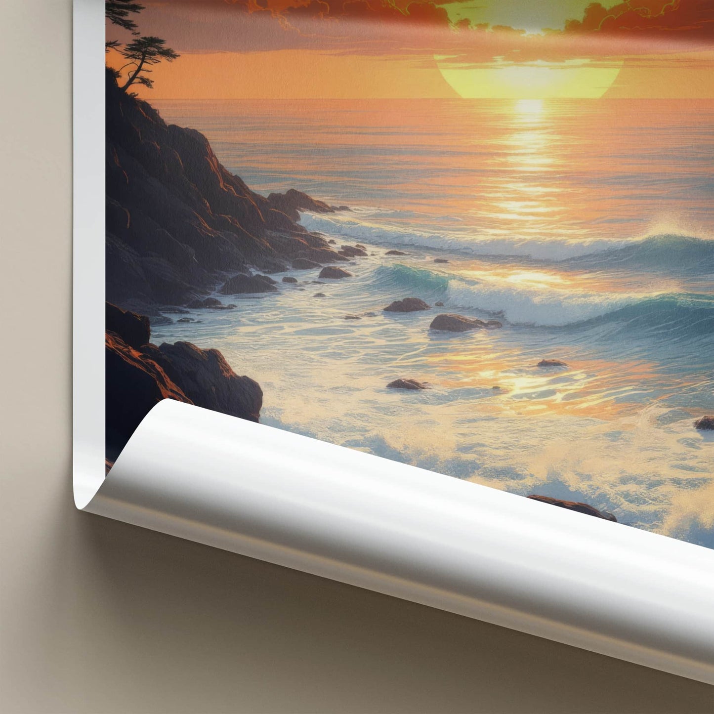 Jeju Island Poster - South Korea Travel Art - Vibrant Sunset Ocean Home Decor