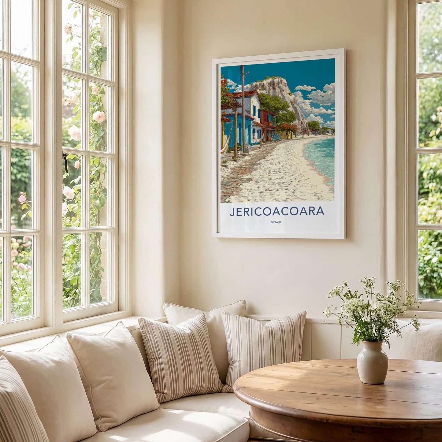 Jericoacoara Poster - Brazil Travel Art - Colorful Beachside Houses Home Decor