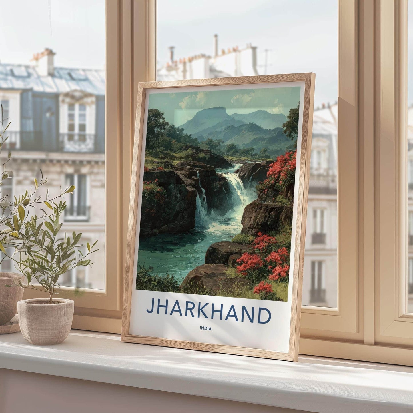 Jharkhand Poster - India Travel Art - Jharkhand Green Falls Home Decor