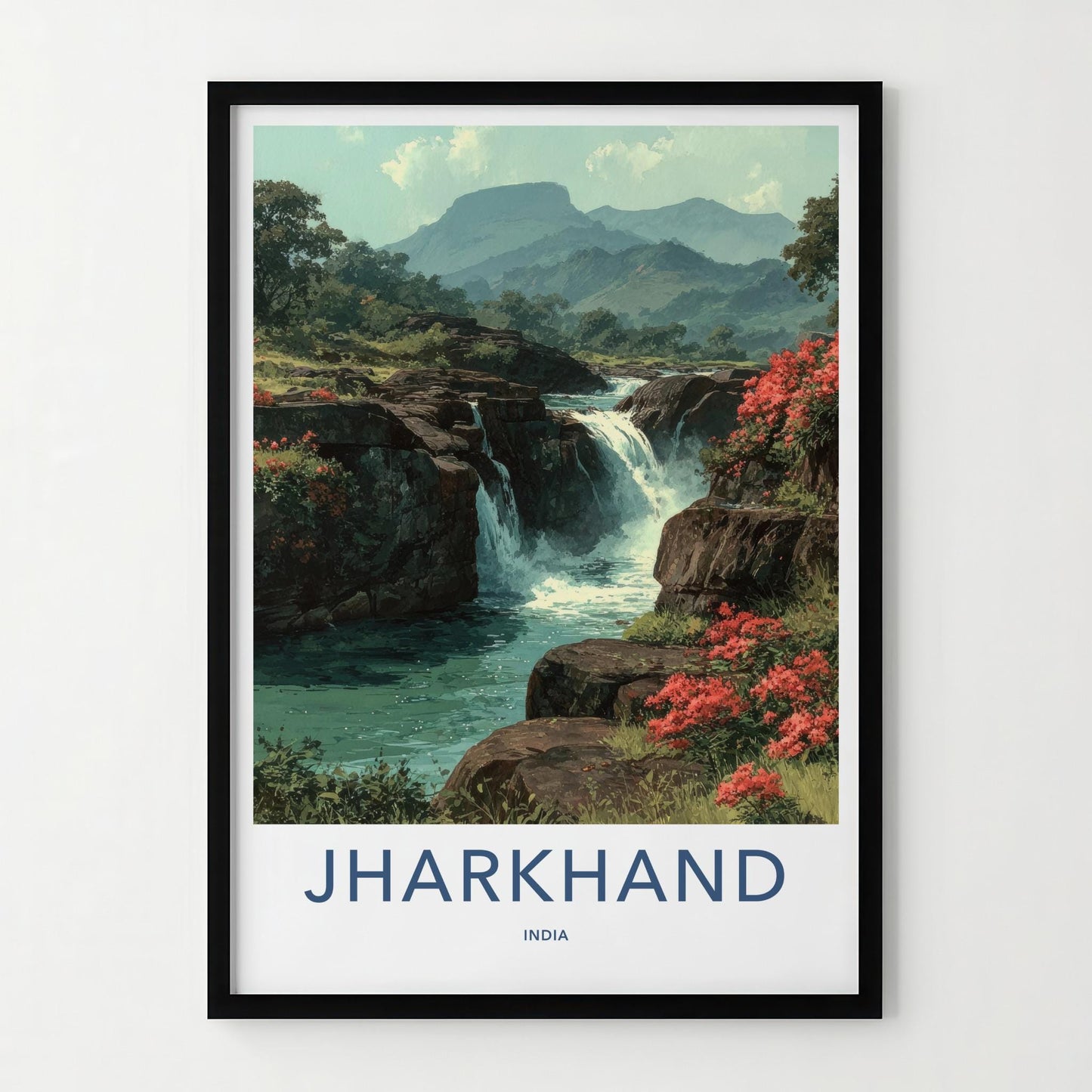 Jharkhand Poster - India Travel Art - Jharkhand Green Falls Home Decor