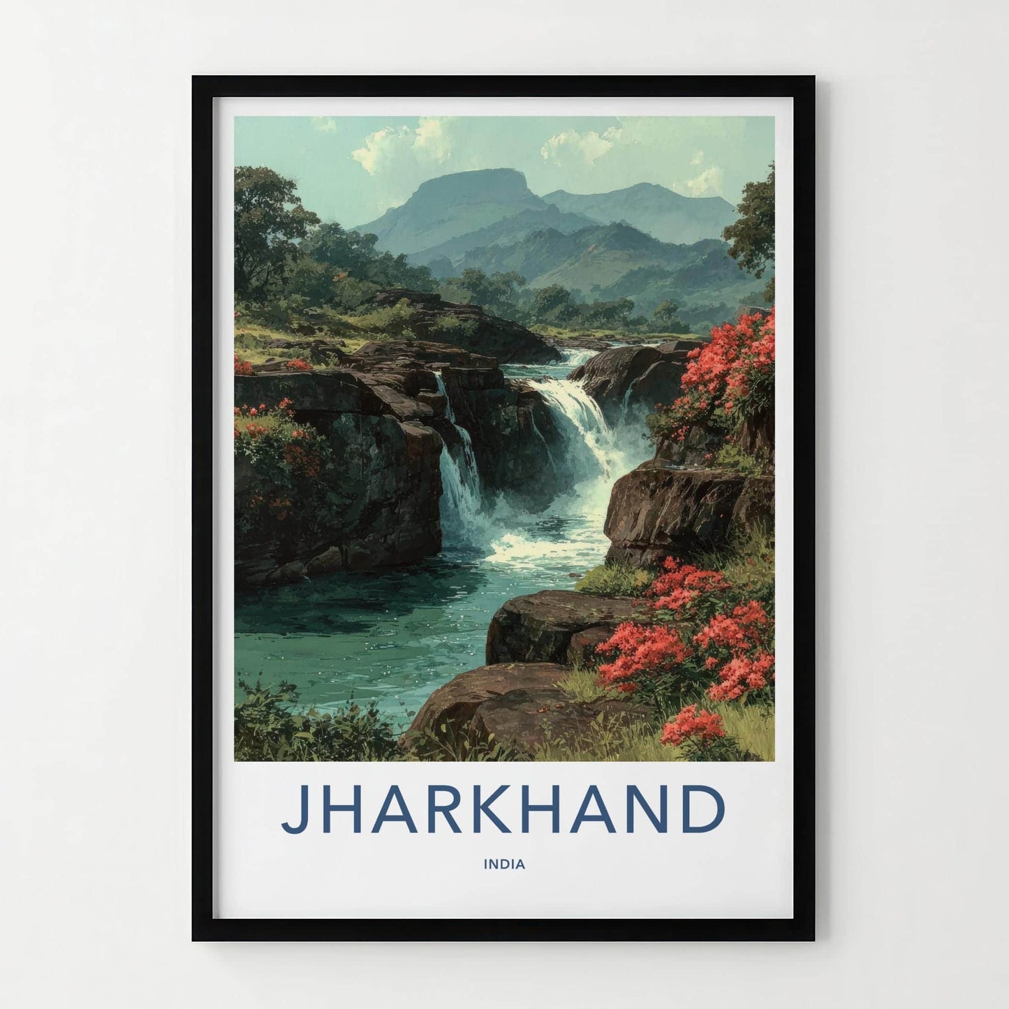 Jharkhand Poster - India Travel Art - Jharkhand Green Falls Home Decor