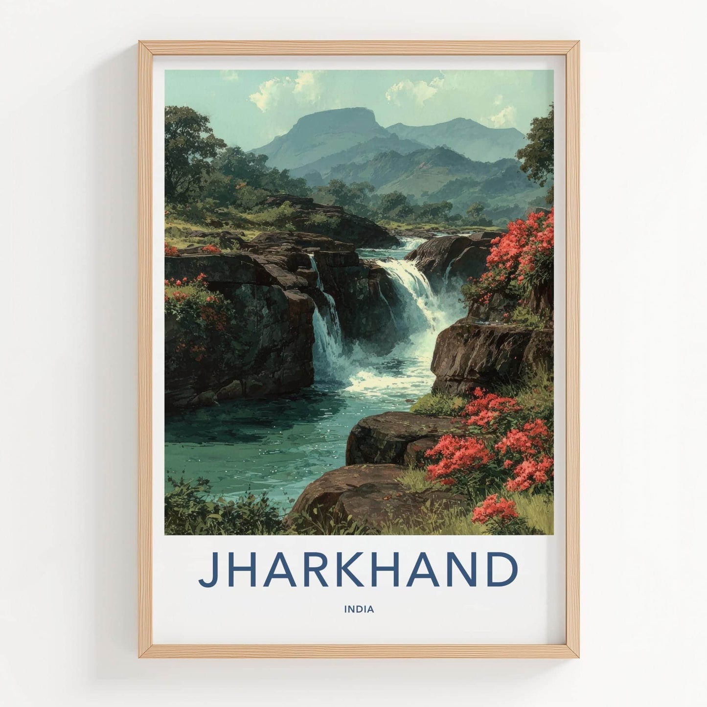 Jharkhand Poster - India Travel Art - Jharkhand Green Falls Home Decor