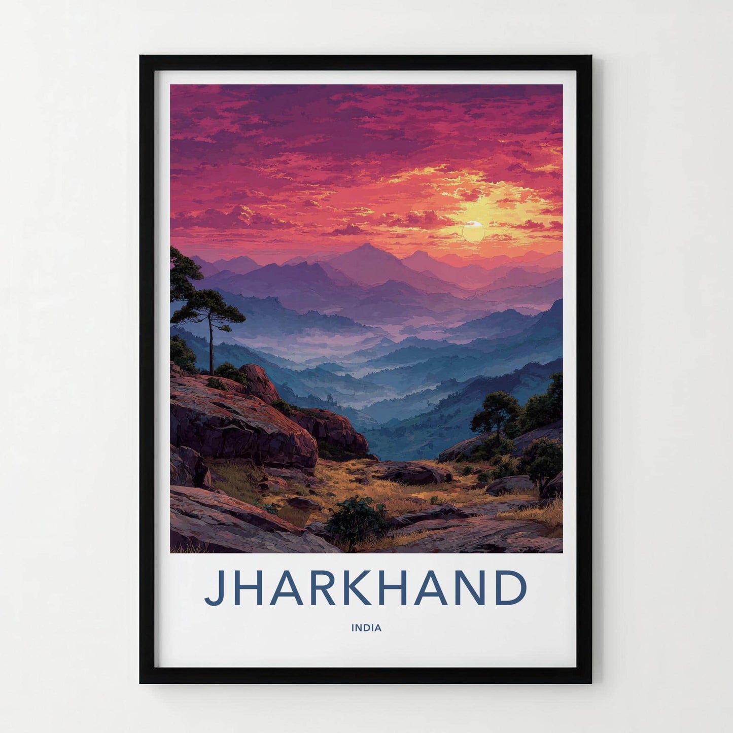 Jharkhand Poster - India Travel Art - Jharkhand Misty Peaks Wall Decor