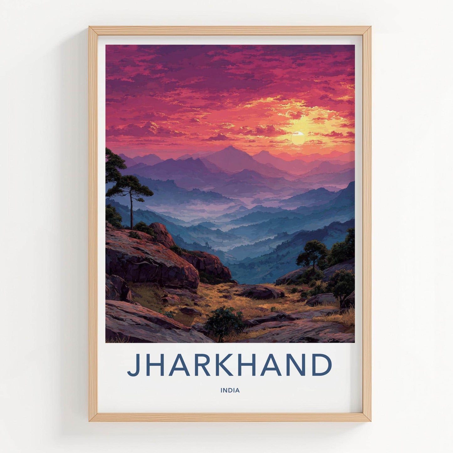 Jharkhand Poster - India Travel Art - Jharkhand Misty Peaks Wall Decor