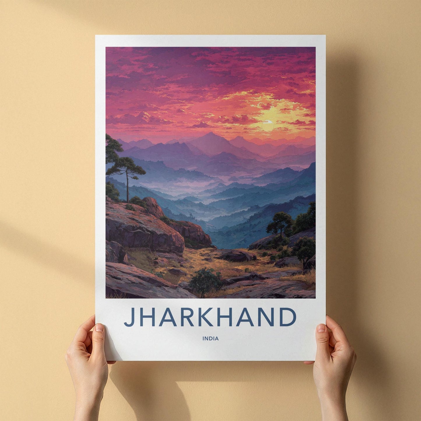 Jharkhand Poster - India Travel Art - Jharkhand Misty Peaks Wall Decor