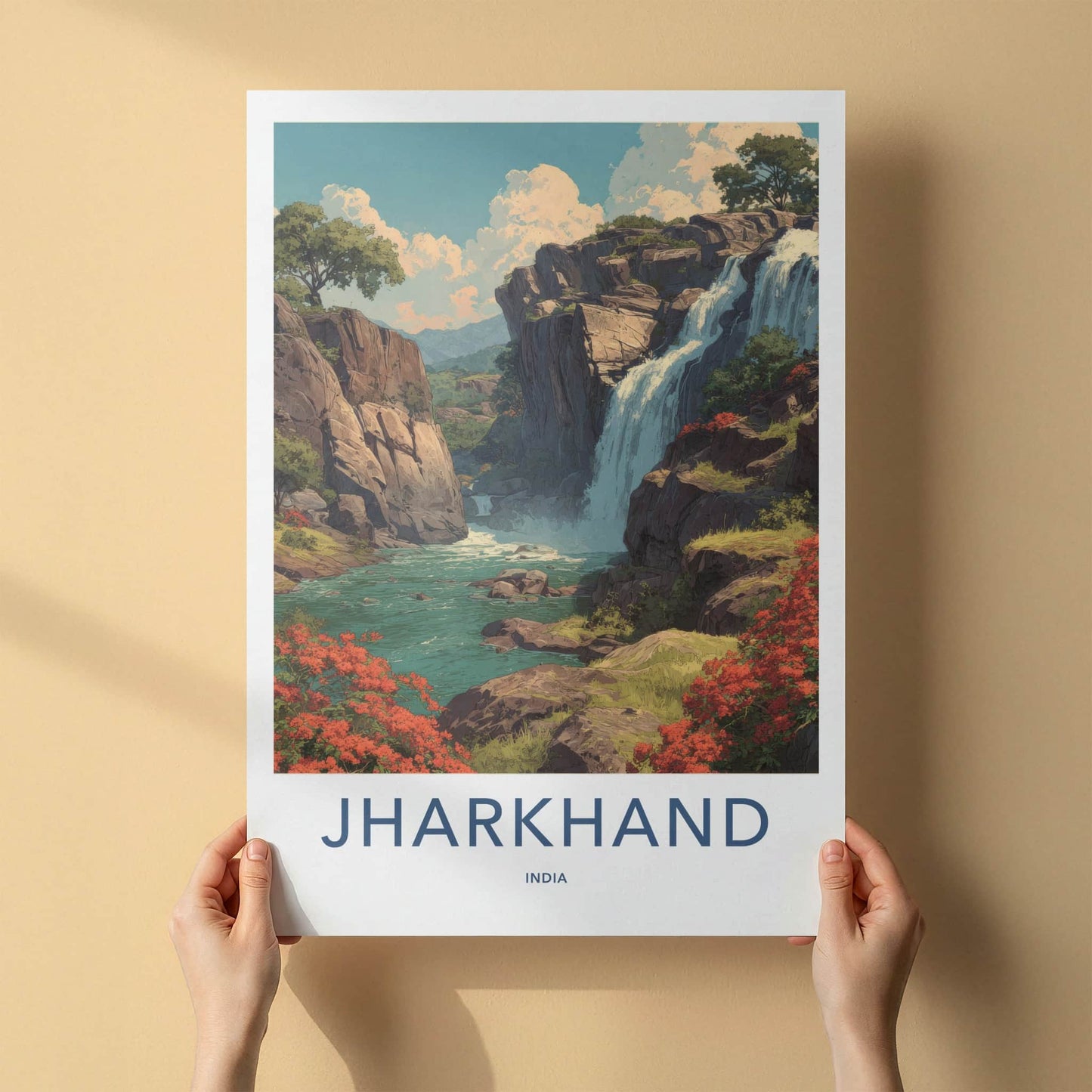 Jharkhand Poster - India Travel Art - Plateau Hills Waterfall Gallery Art