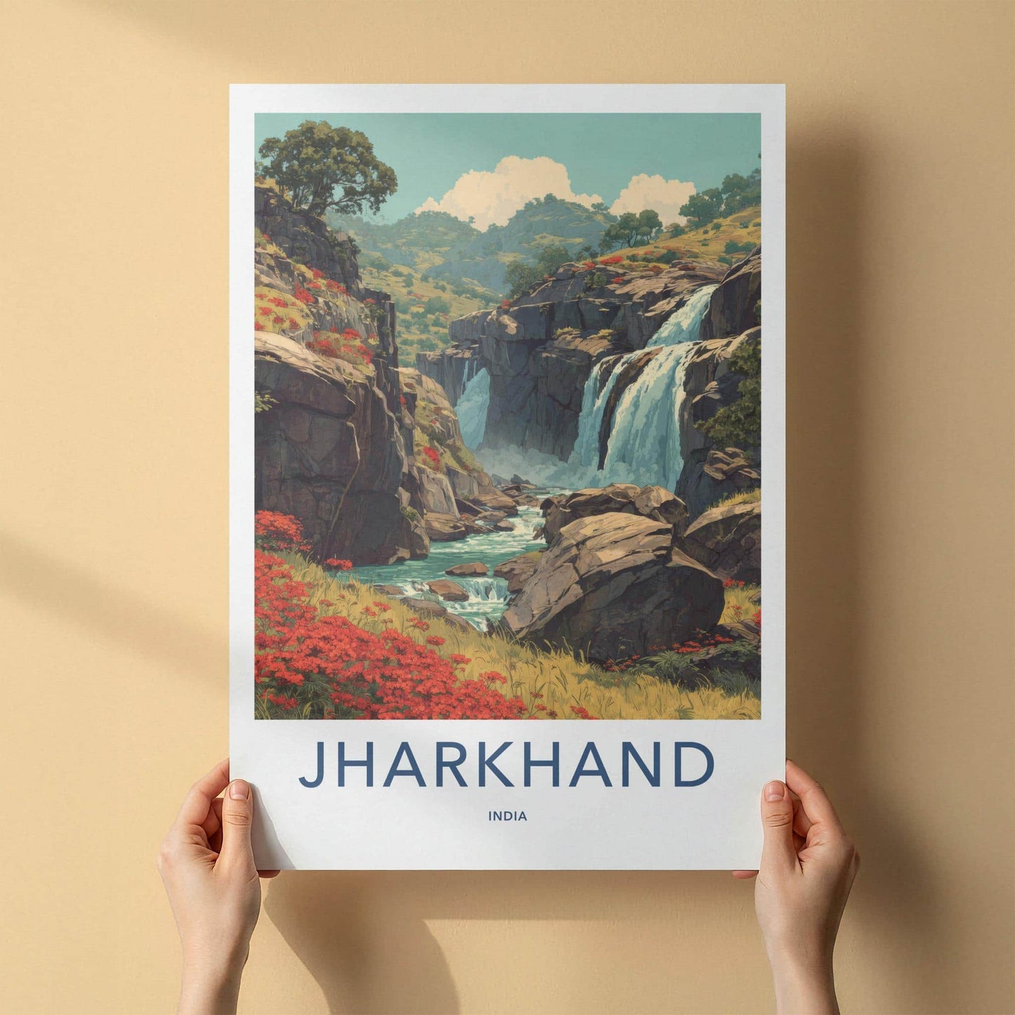 Jharkhand Poster - India Wall Art - Jharkhand Beautiful River Falls Gift