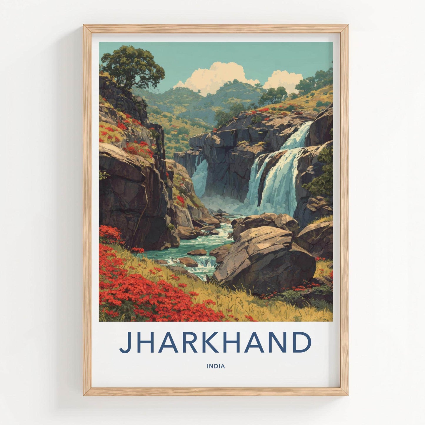 Jharkhand Poster - India Wall Art - Jharkhand Beautiful River Falls Gift