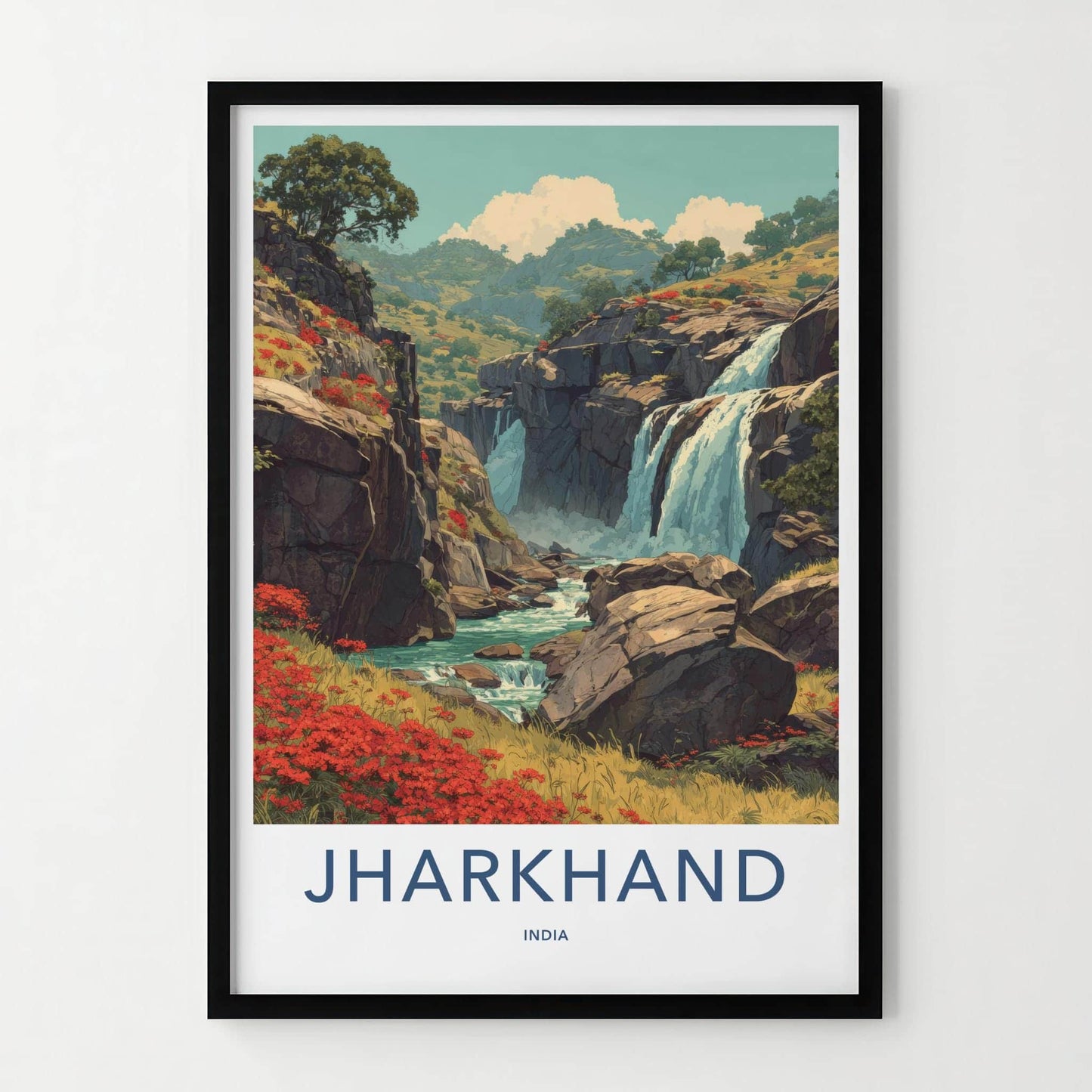 Jharkhand Poster - India Wall Art - Jharkhand Beautiful River Falls Gift