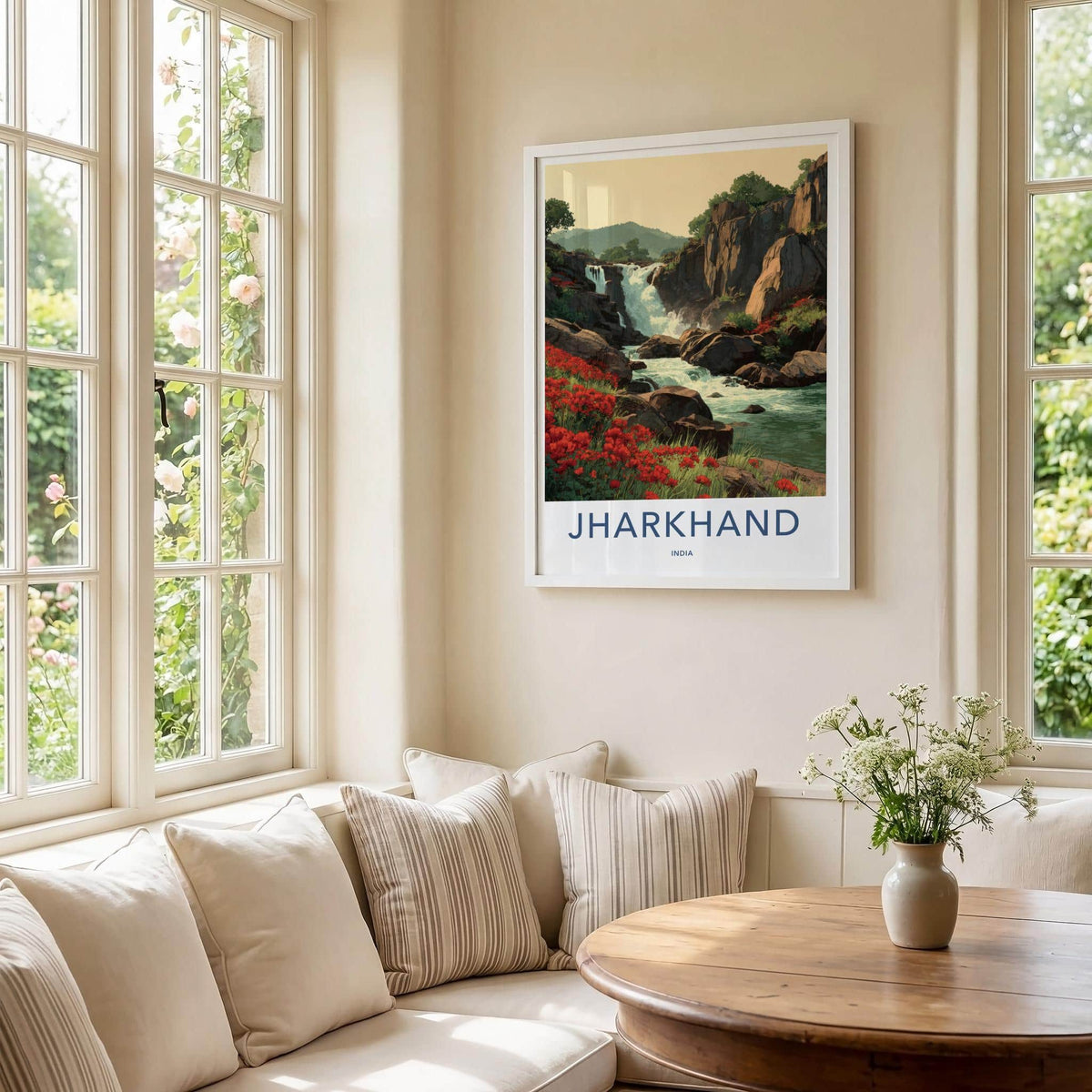 Jharkhand Poster - India Wall Art - Jharkhand Water Red Blooms Gift