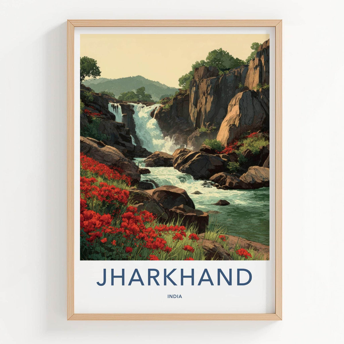 Jharkhand Poster - India Wall Art - Jharkhand Water Red Blooms Gift