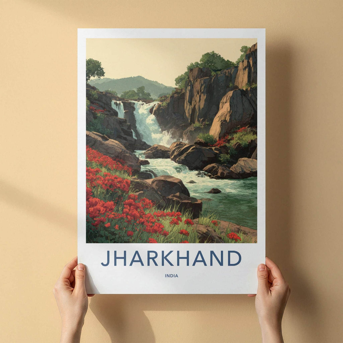 Jharkhand Poster - India Wall Art - Jharkhand Water Red Blooms Gift