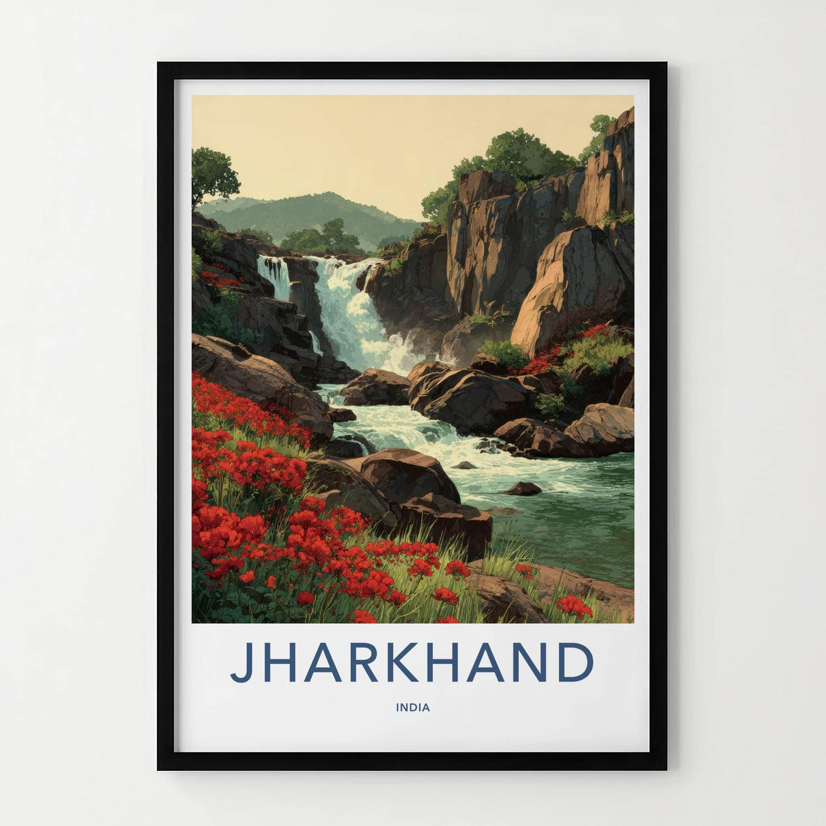 Jharkhand Poster - India Wall Art - Jharkhand Water Red Blooms Gift