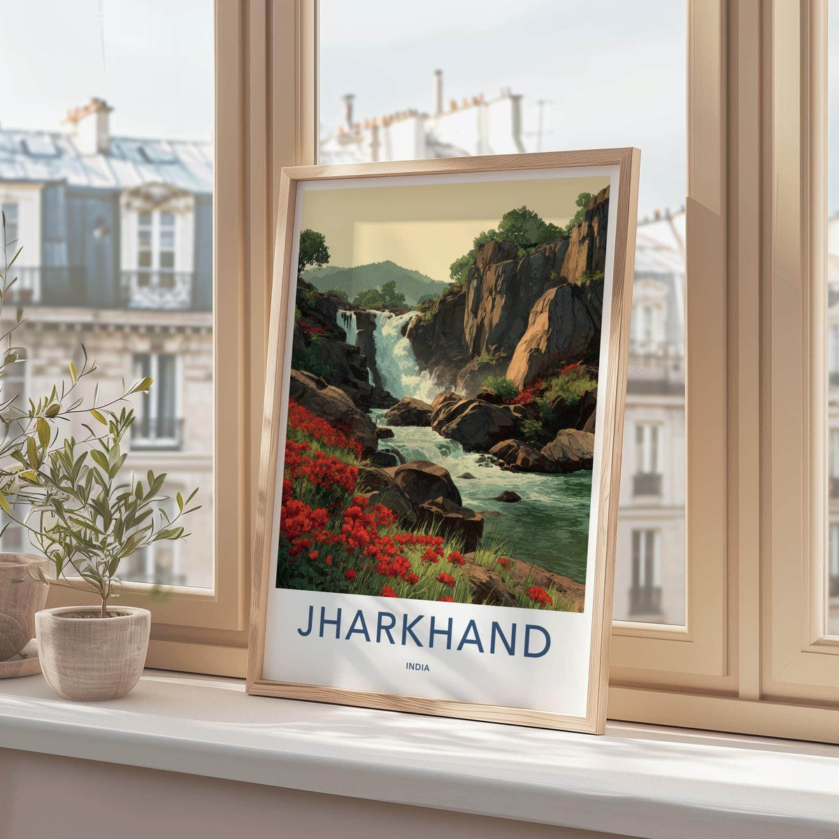 Jharkhand Poster - India Wall Art - Jharkhand Water Red Blooms Gift