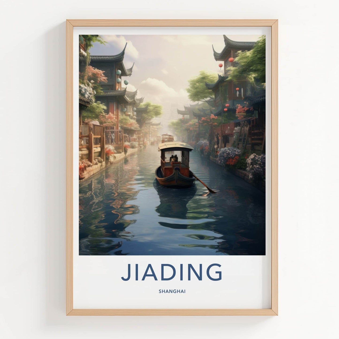 Jiading Poster - China Travel Art - Ancient Canal Houses Home Decor