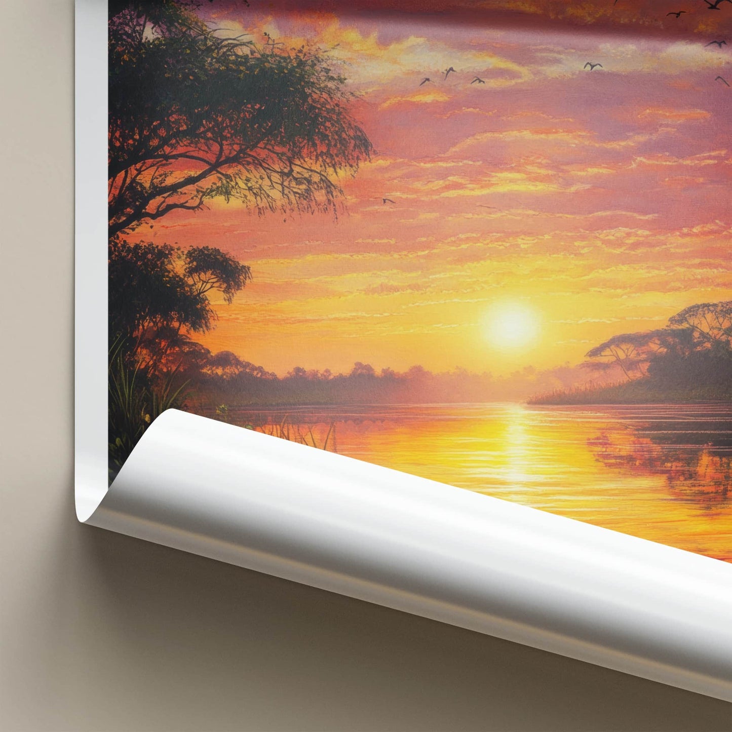 Jinja Poster - Uganda Travel Art - Glowing River Sunset Home Decor