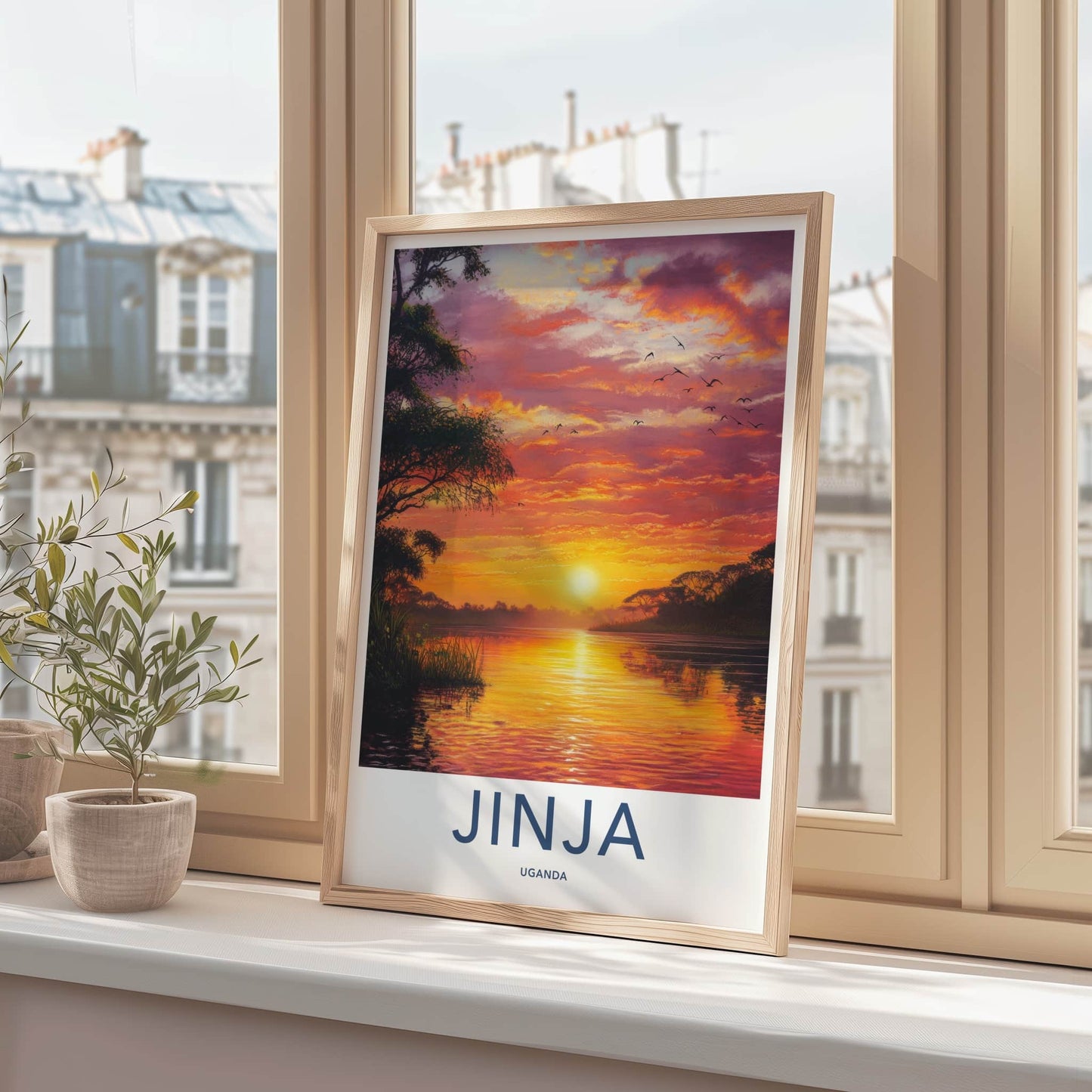 Jinja Poster - Uganda Travel Art - Glowing River Sunset Home Decor