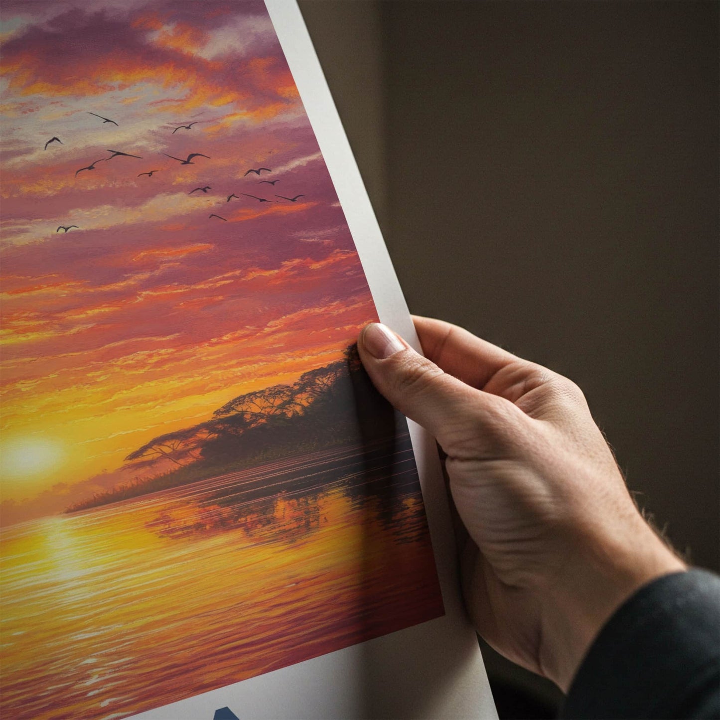 Jinja Poster - Uganda Travel Art - Glowing River Sunset Home Decor