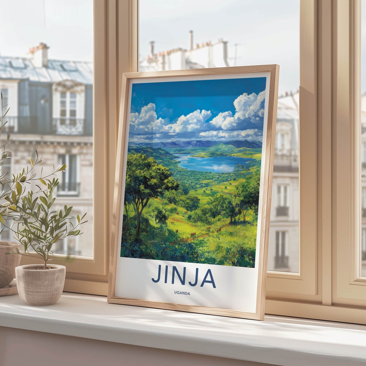 Jinja Poster - Uganda Travel Art - Serene Lake Landscape Home Decor