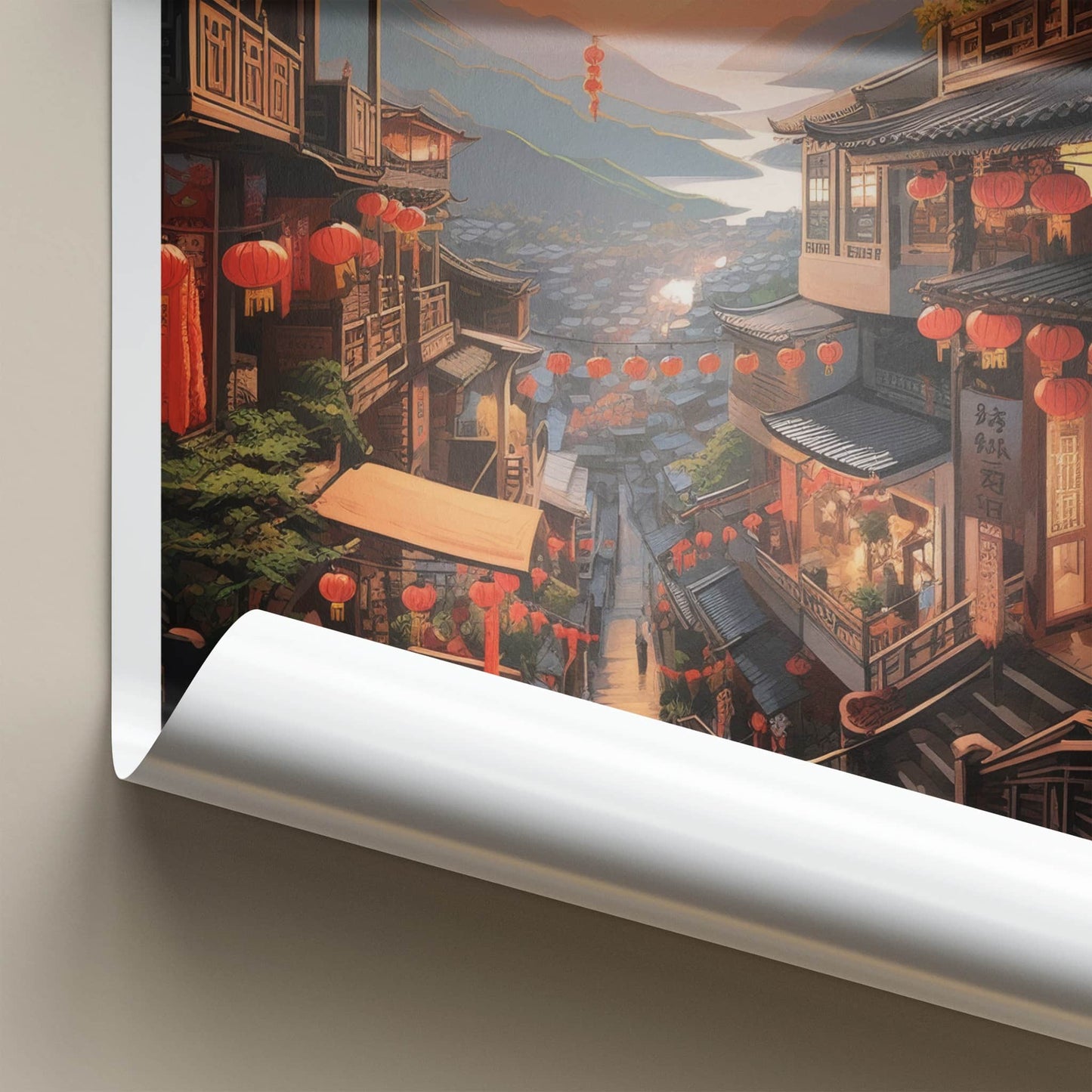 Jiufen Poster - Taiwan Travel Art - Hillside Village Sunset Home Decor