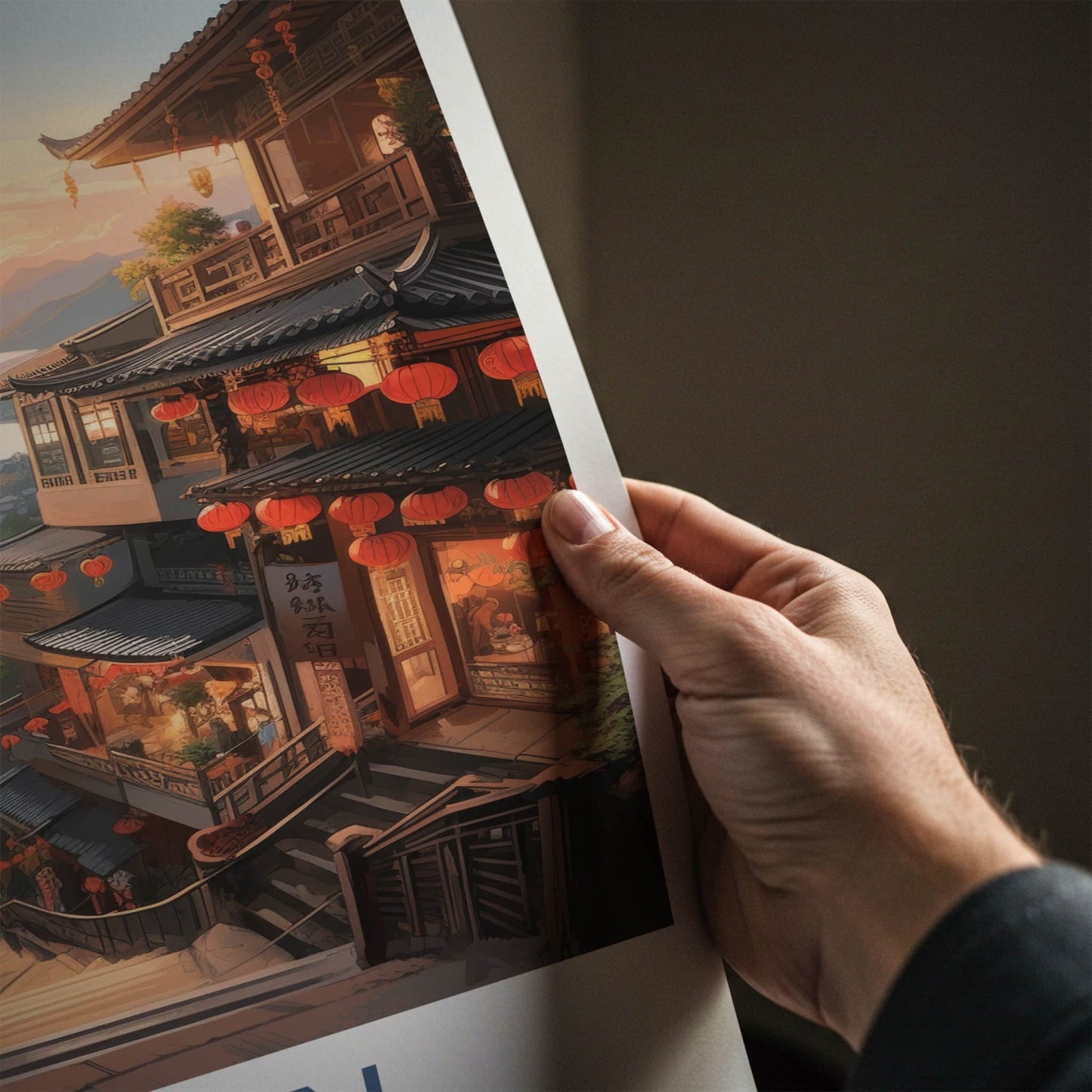 Jiufen Poster - Taiwan Travel Art - Hillside Village Sunset Home Decor