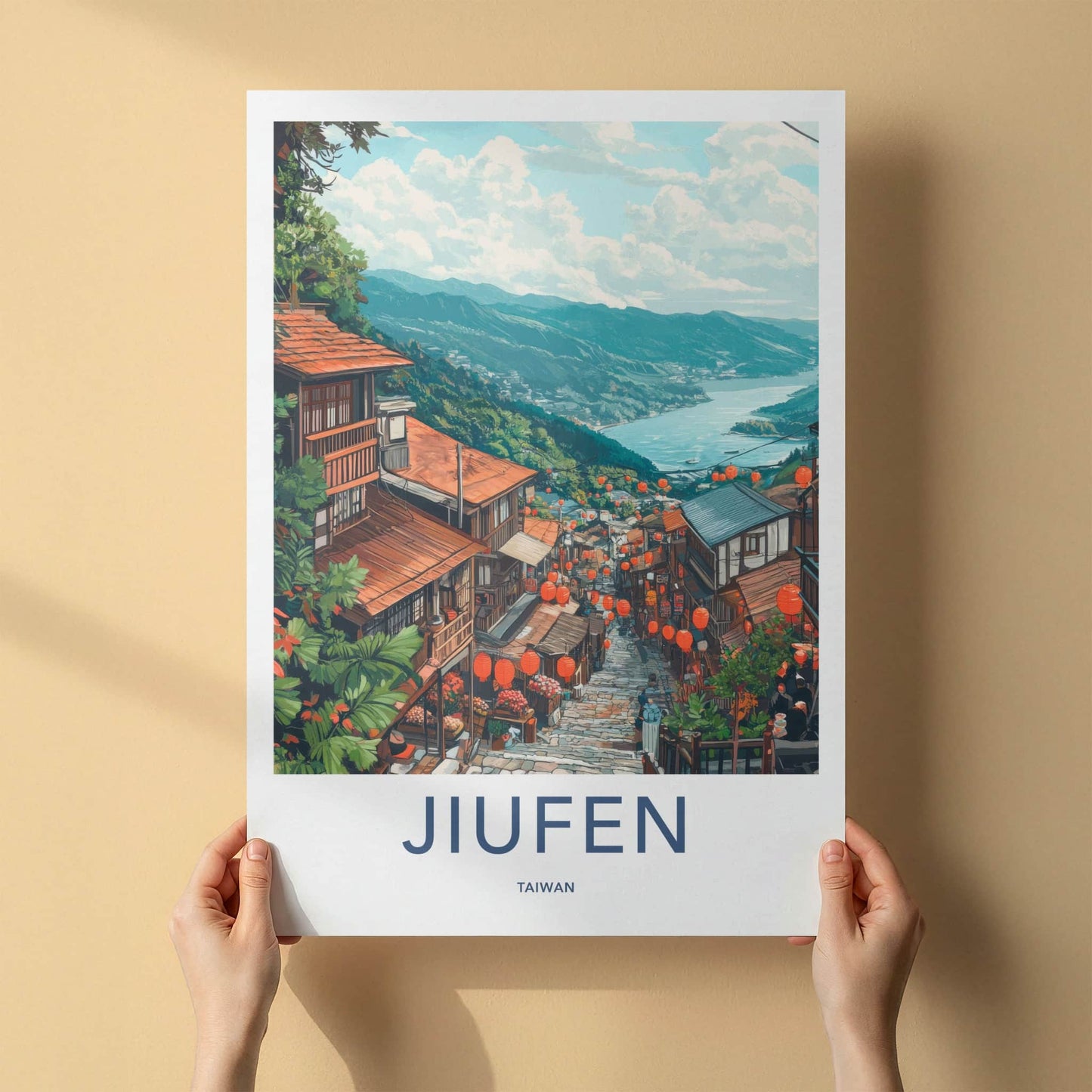 JIUFEN Poster - Taiwan Travel Art - Mountain Village Lanterns Home Decor