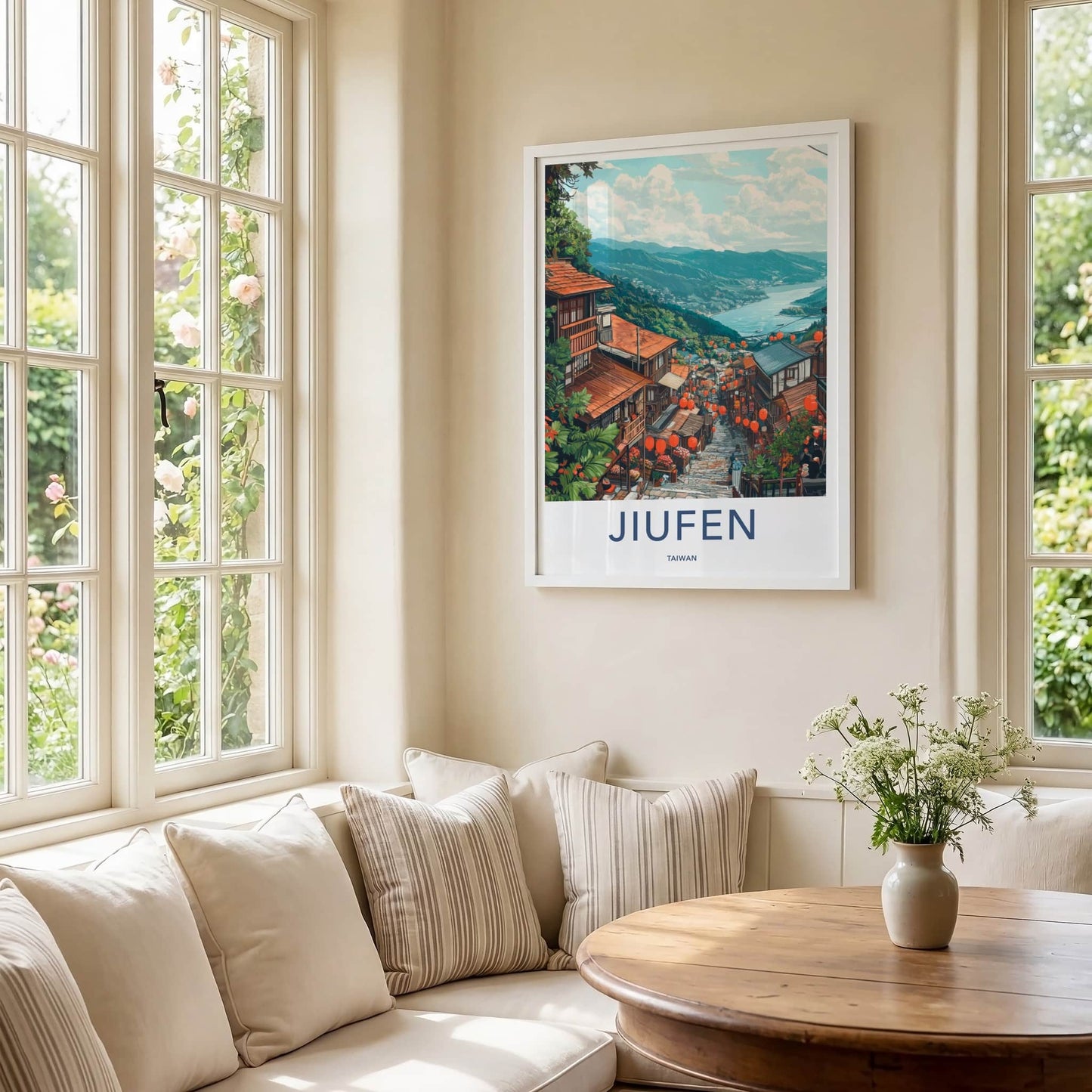 JIUFEN Poster - Taiwan Travel Art - Mountain Village Lanterns Home Decor