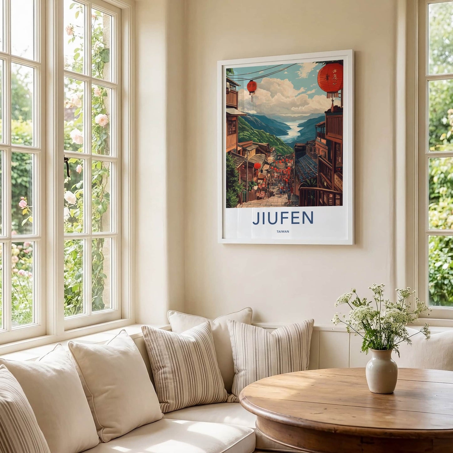 Jiufen Poster - Taiwan Travel Art - Red Lantern Pathway Home Decor