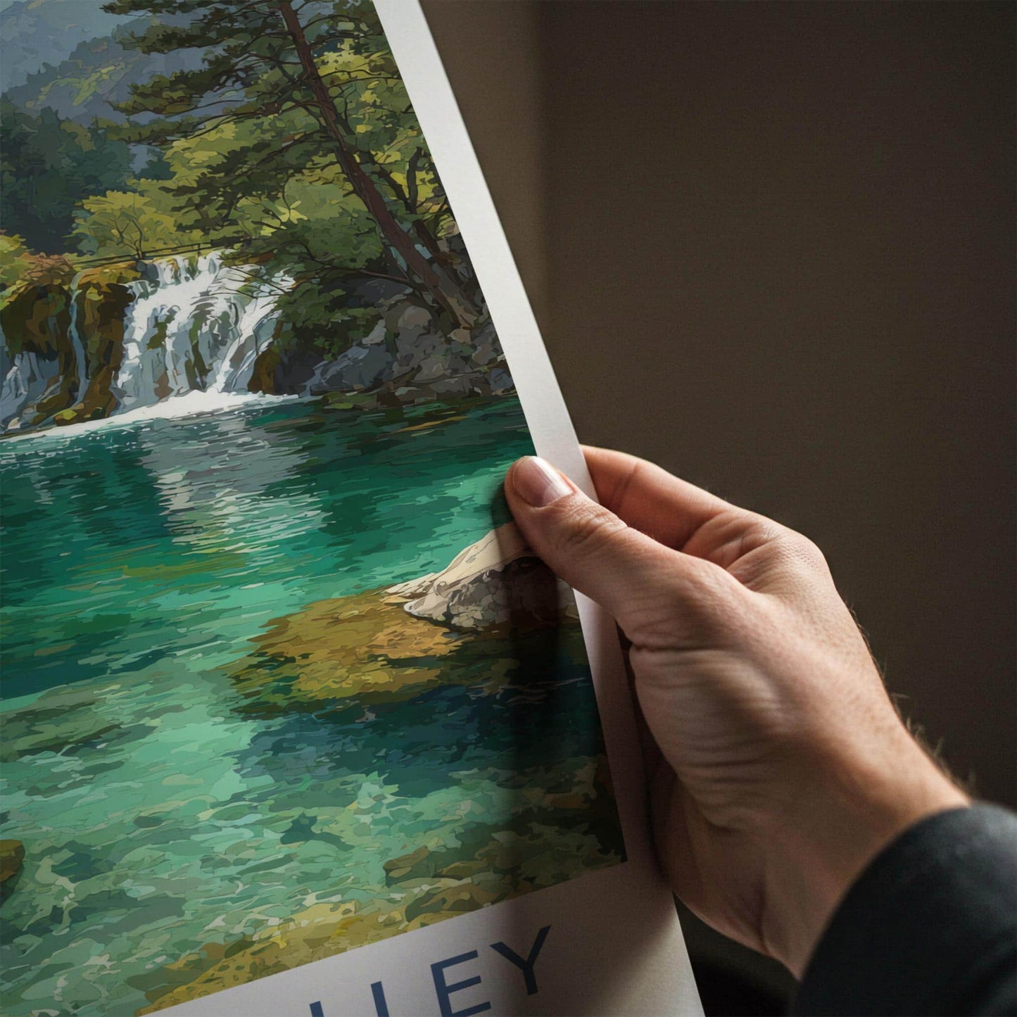 Jiuzhai Valley Poster - China Wall Art - Lush Forest Waterfalls Home Decor