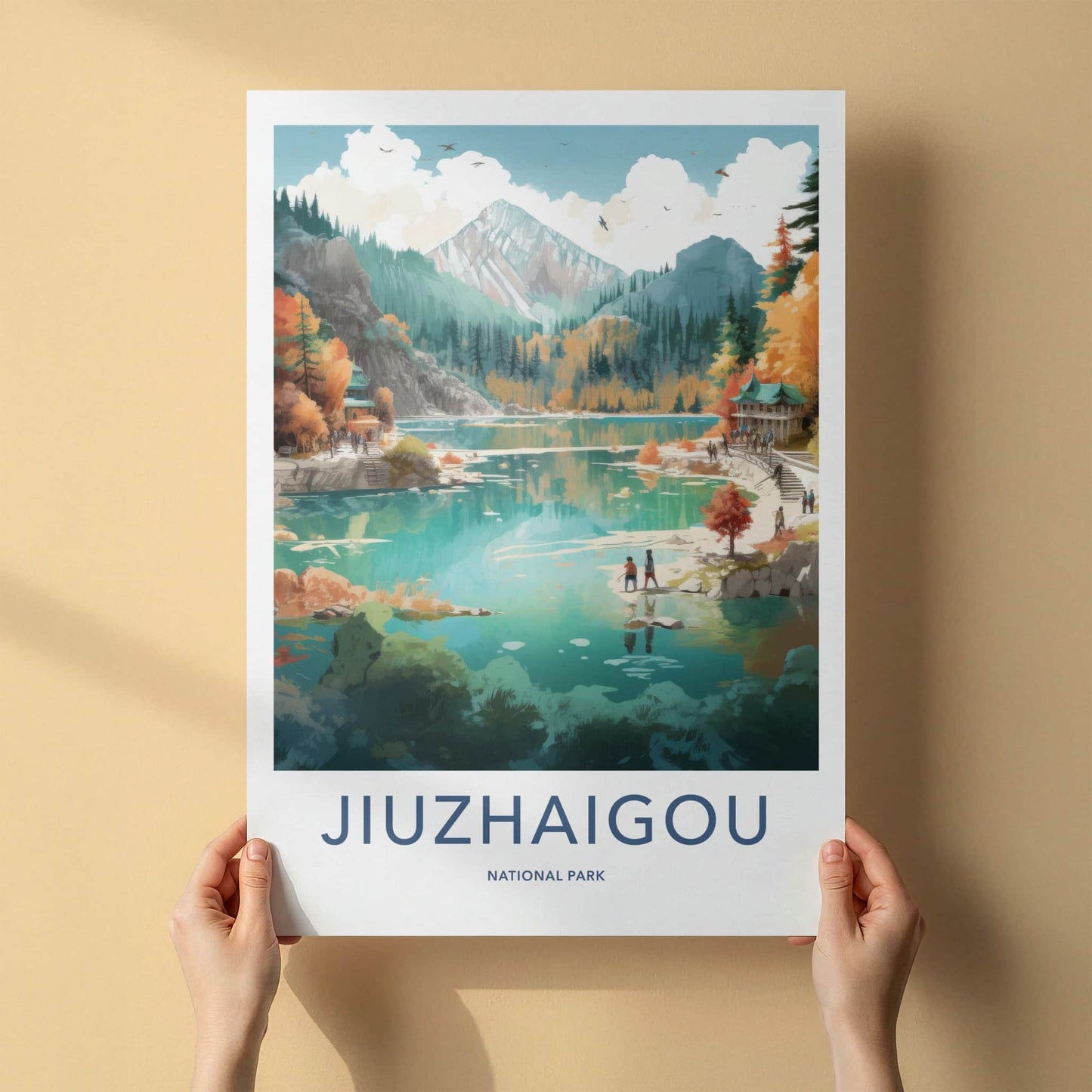 Jiuzhaigou National Park Poster - China Travel Art - Clear Lake Autumn Home Decor
