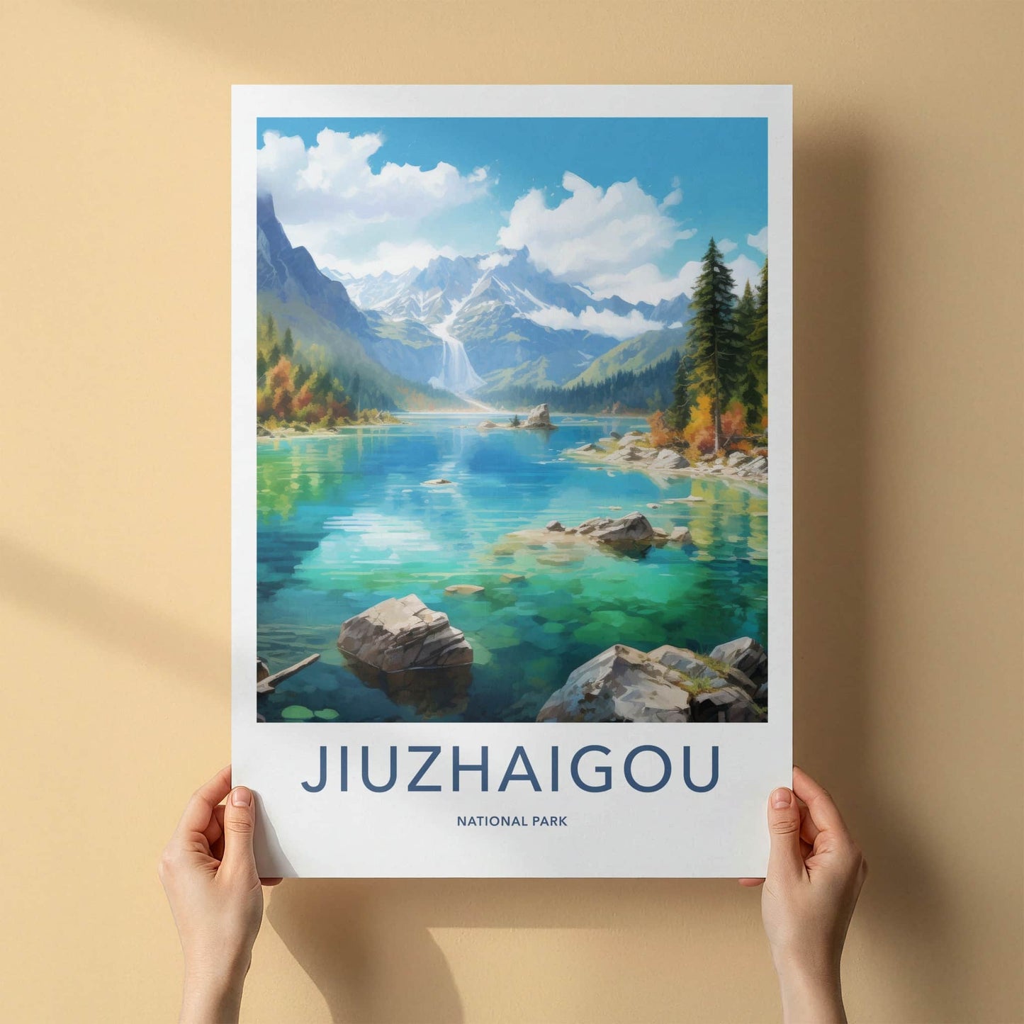 Jiuzhaigou National Park Poster - China Wall Art - Clear Lake Mountains Home Decor