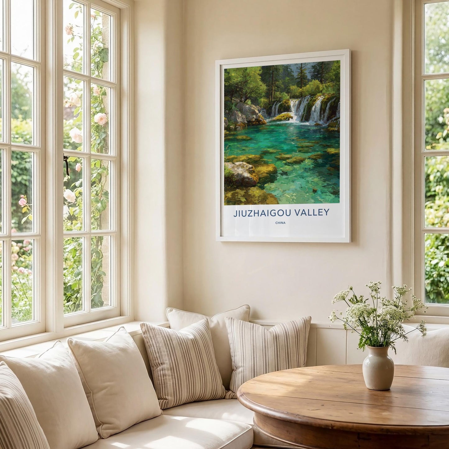 Jiuzhaigou Valley Poster - China Art Print - Turquoise Waterfalls Forest Gift