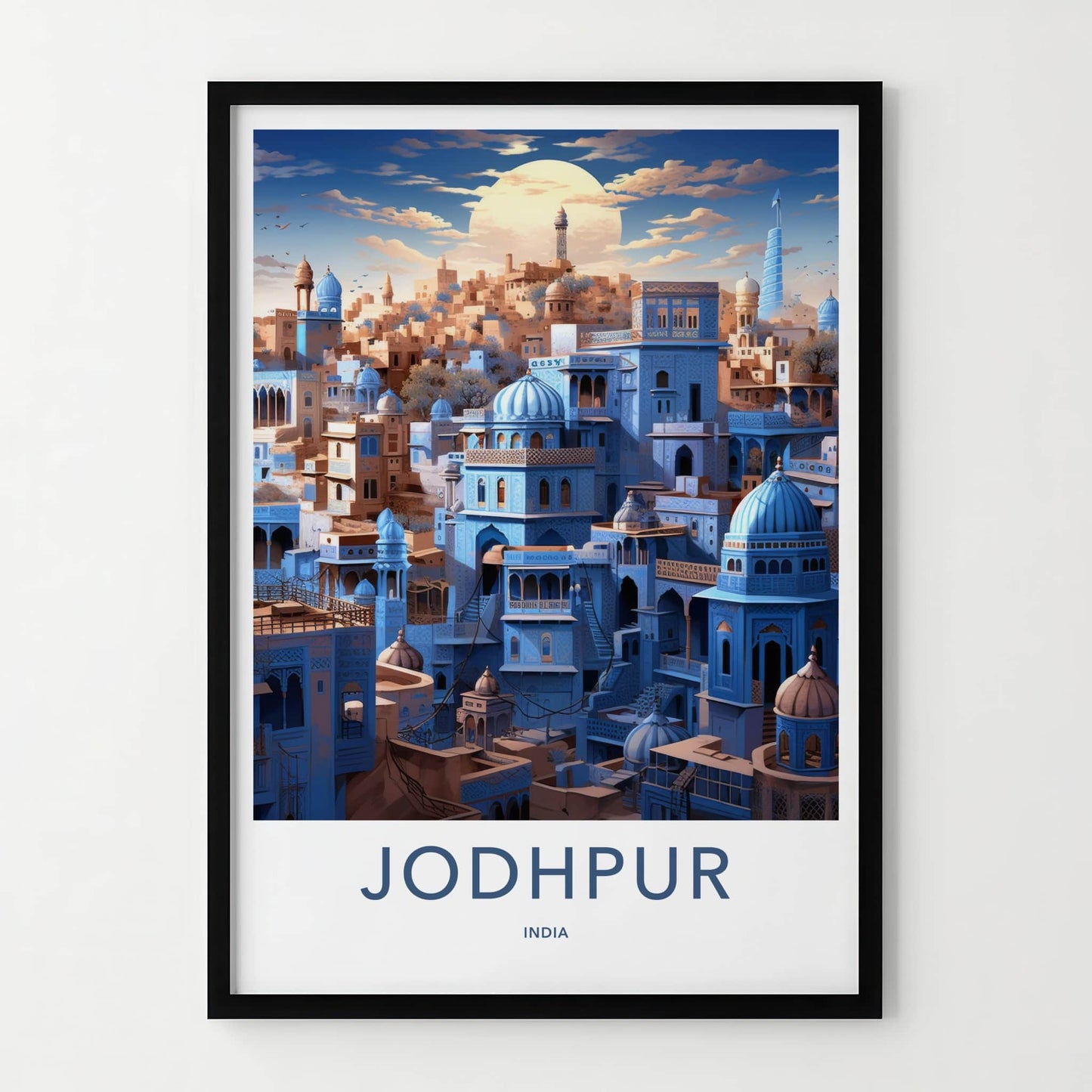 Jodhpur Poster - India Travel Art - Rajasthan Blue City Domes Home Decor